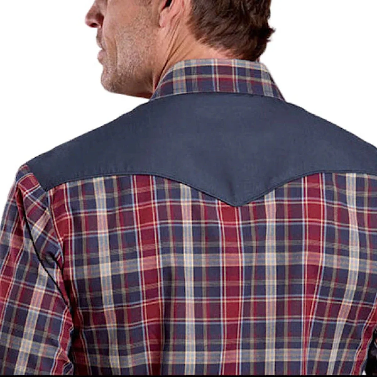 Roper Men's Karman Classics 55/45 Shirt - Plaid Caramel / Wine / Blue - Image 2