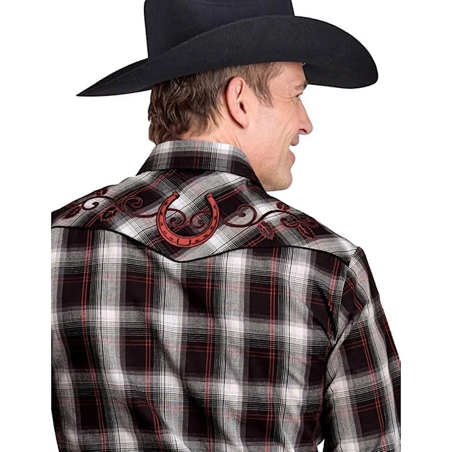 Roper Men's Karman Special Collection Shirt - Plaid Black / Red - Image 2