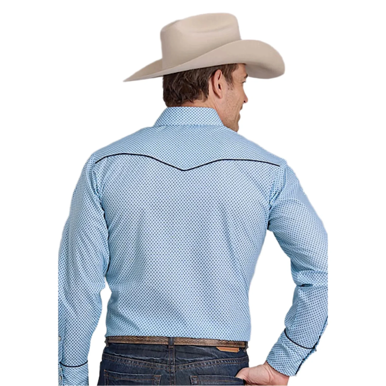 Roper Men's Karman Special Collection Shirt - Print Blue - Image 3