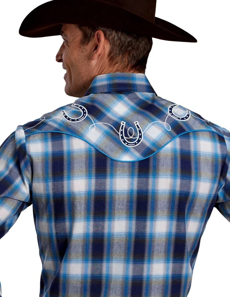 Roper Men's Karman Special Style Shirt - Plaid Blue - Image 2