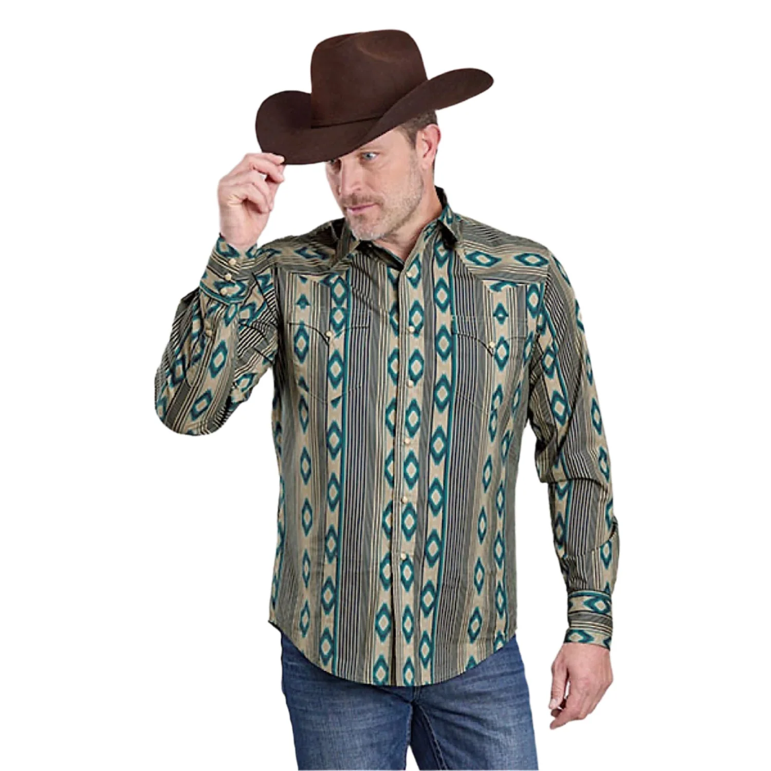 Roper Men's West Made Collection Shirt - Vertical Aztec Print