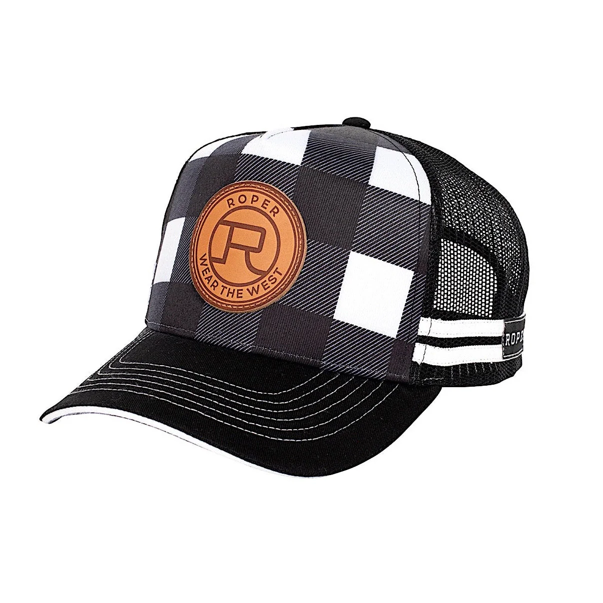 Roper Trucker Cap - Plaid Black