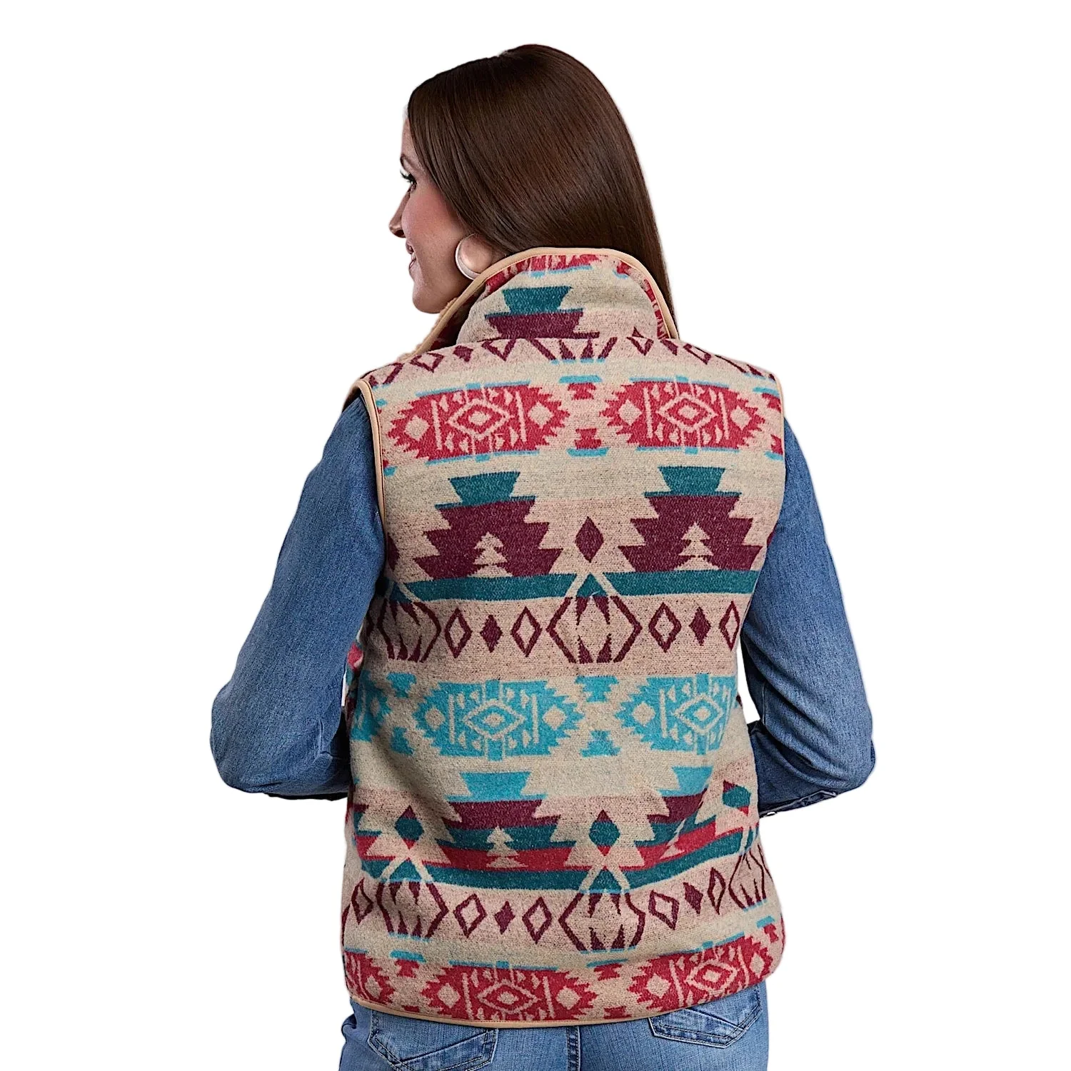 Roper Women's Aztec Woven Vest - White - Image 2