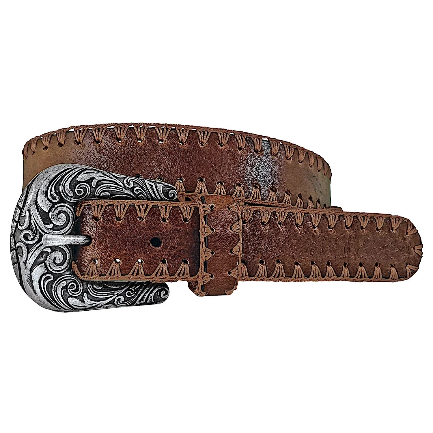 Roper Women's Crochet Belt - Brown Leather