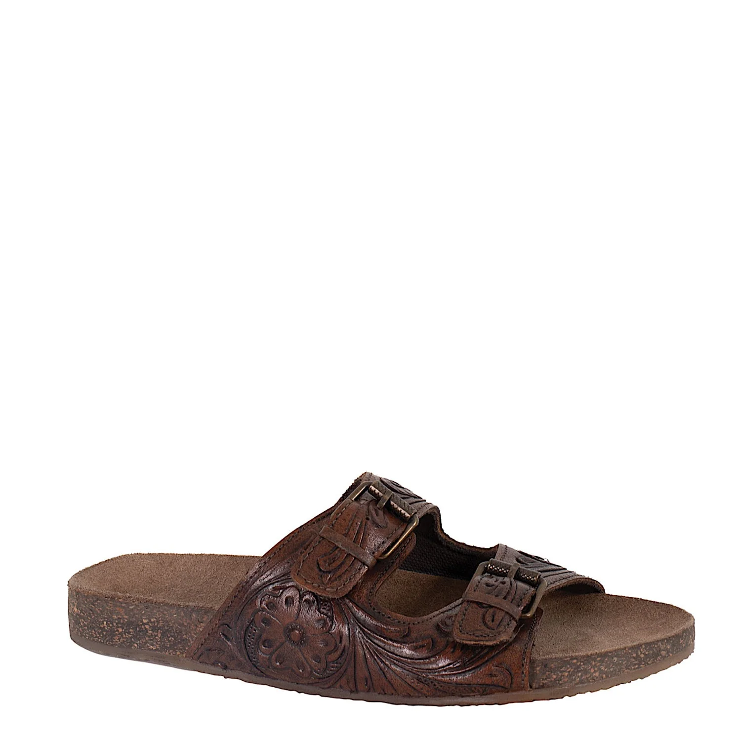 Roper Women's Desiree Sandal - Tooled Brown Leather