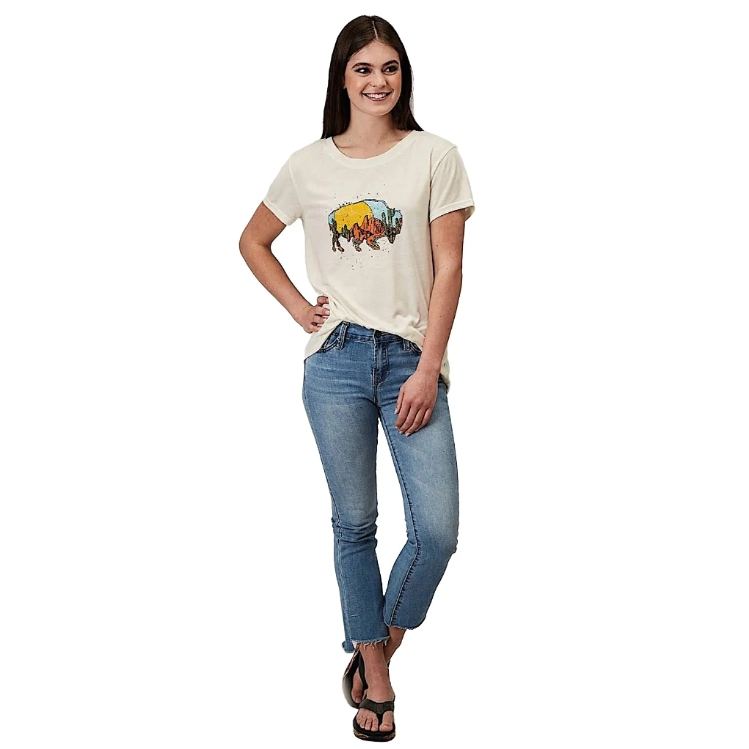 Roper Womens Five Star Collection S/S Tee Solid White - Image 2
