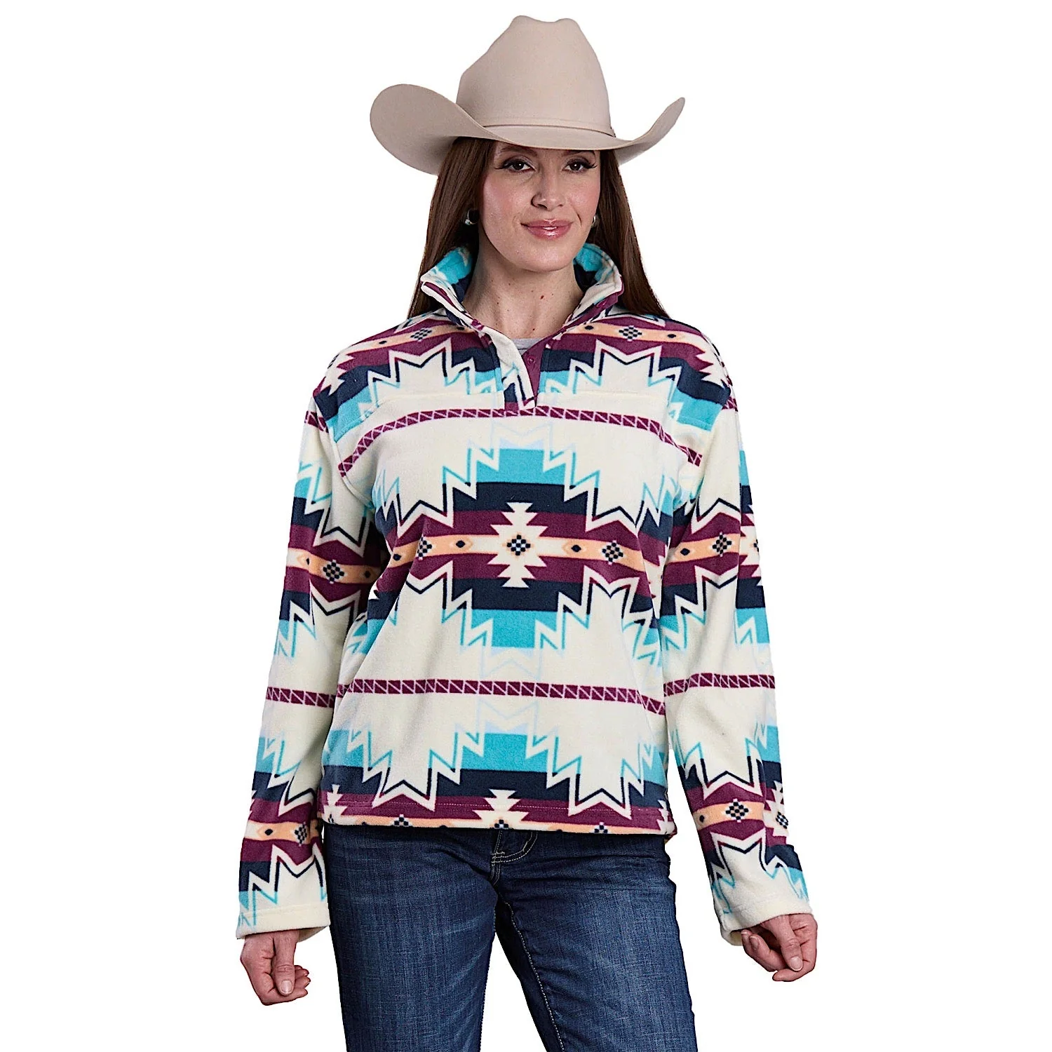 Roper Women's Fleece Pullover - Multi Aztec Print