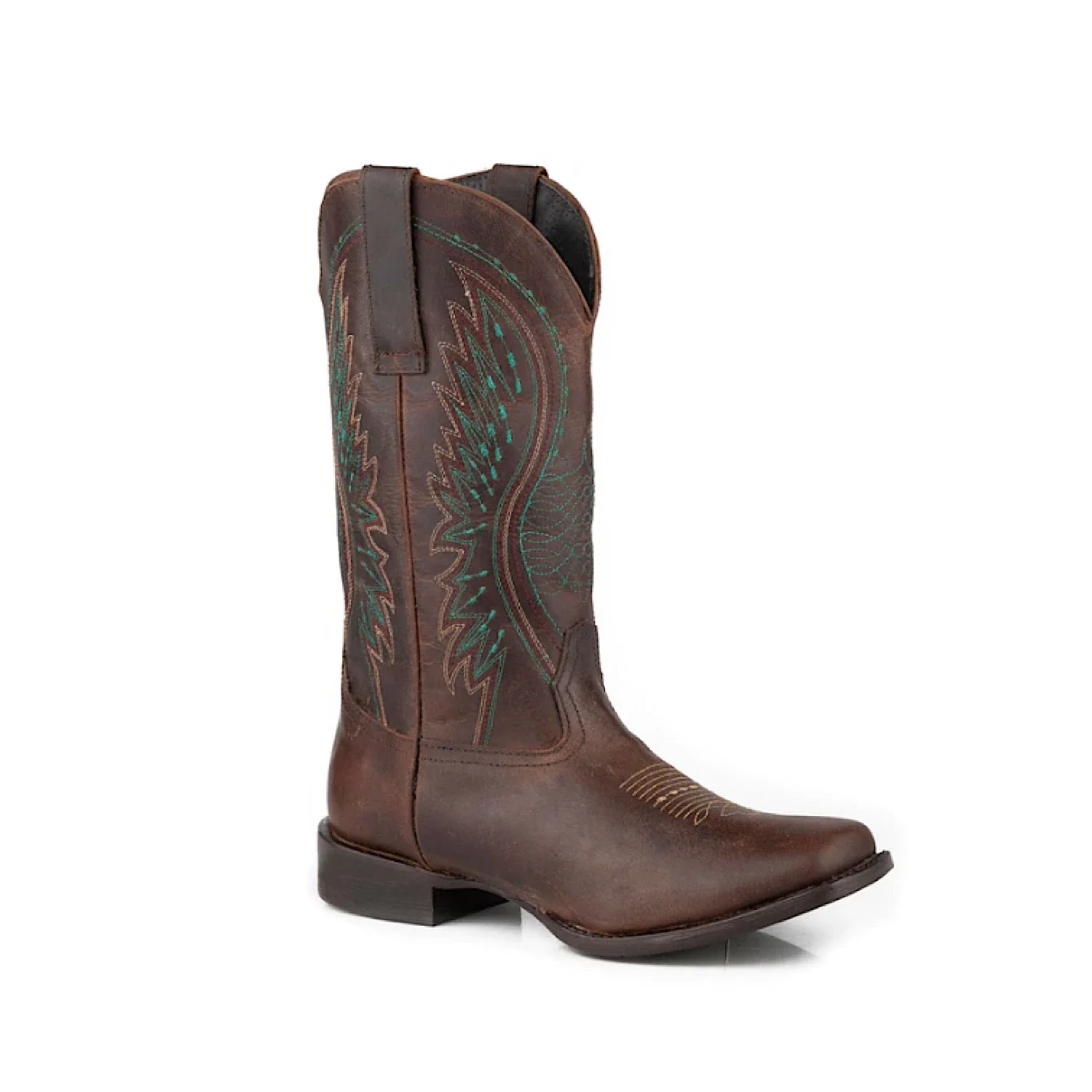 Roper Women's Tilt Cora Square Toe Western Boot - Brown Leather