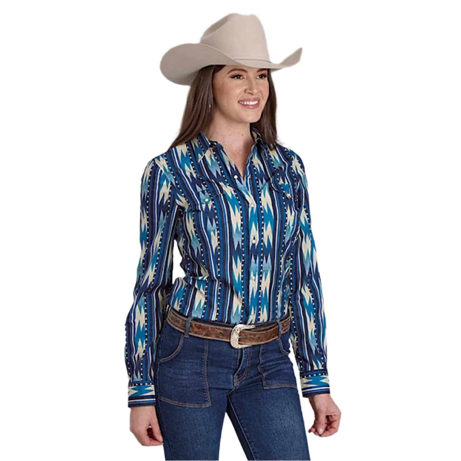 Roper Women's Vintage Collection Shirt - Print Aztec Blue