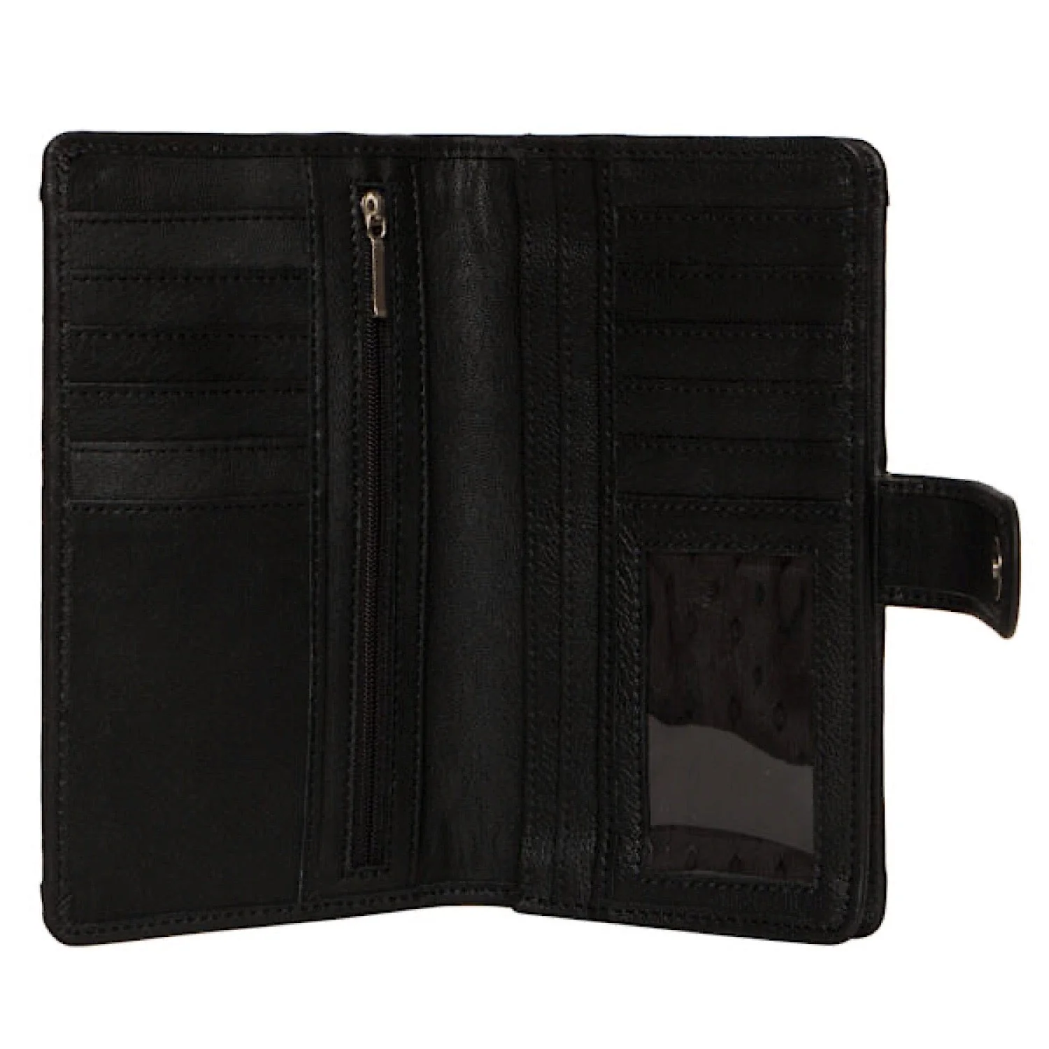 The Design Edge Women's Tooling Leather Carved Clutch Wallet – Black - Image 2
