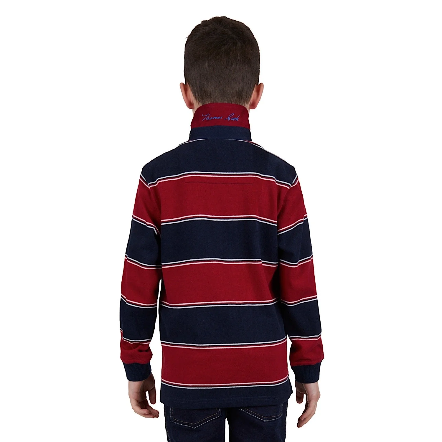 Thomas Cook Boy's Dunkeld Stripe Rugby - Navy/Red - Image 4