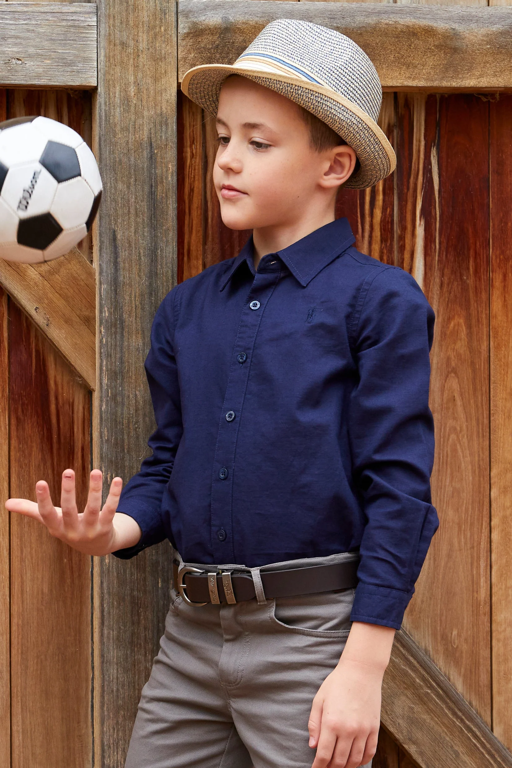 Thomas Cook Boy's Linen Shirt - Navy - Image 2