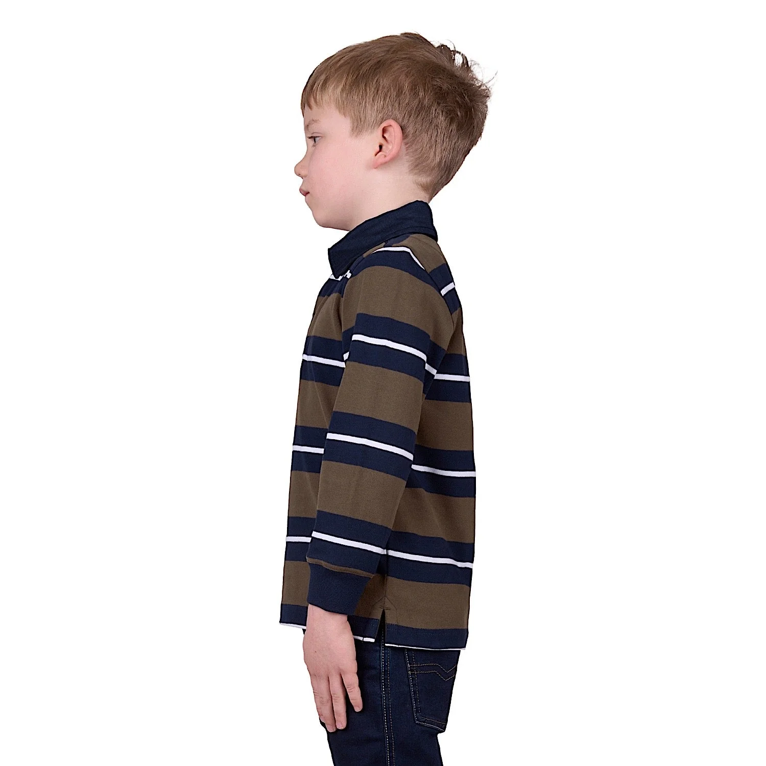 Thomas Cook Boy's Peter Stripe Rugby - Navy/Dark Tan - Image 2