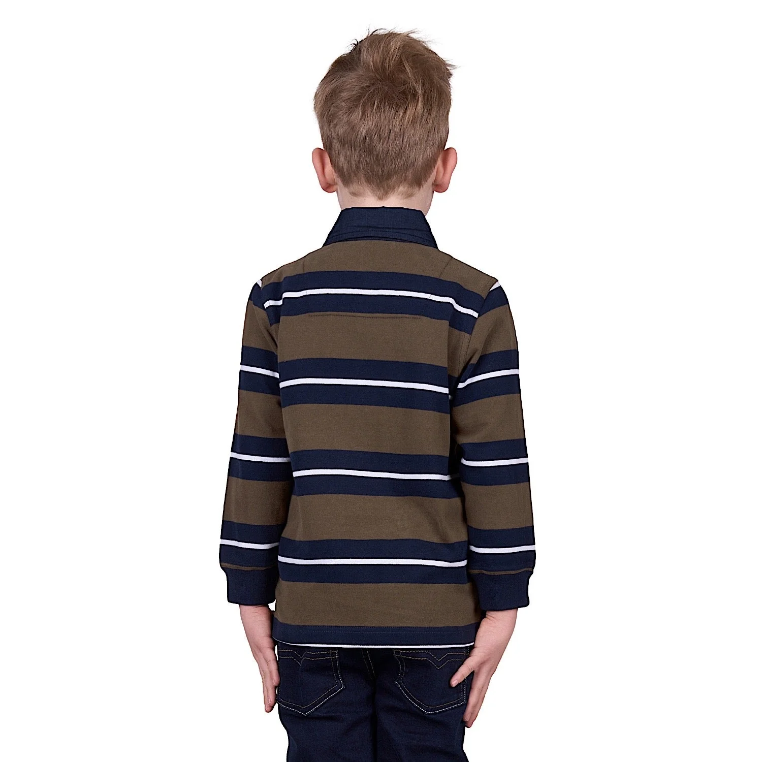 Thomas Cook Boy's Peter Stripe Rugby - Navy/Dark Tan - Image 3