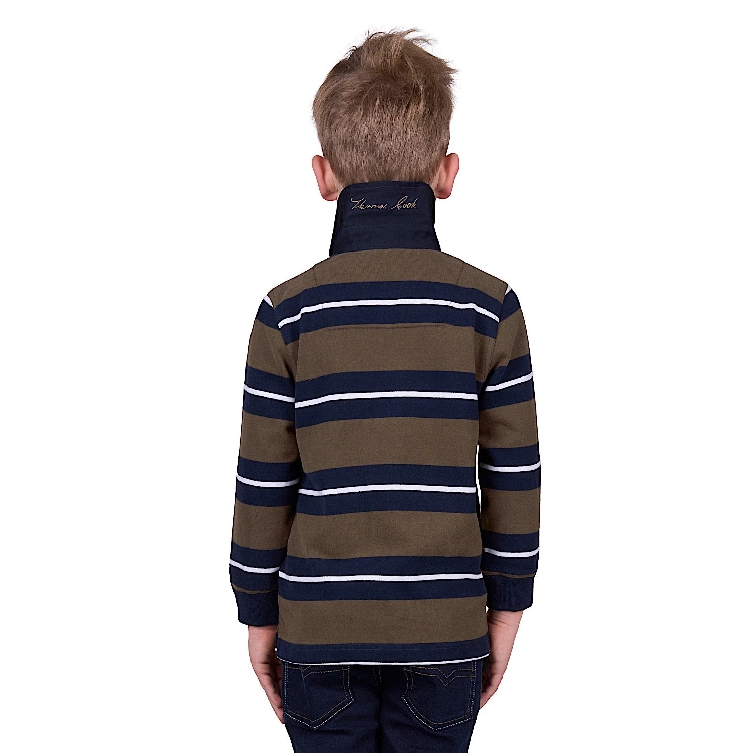 Thomas Cook Boy's Peter Stripe Rugby - Navy/Dark Tan - Image 4