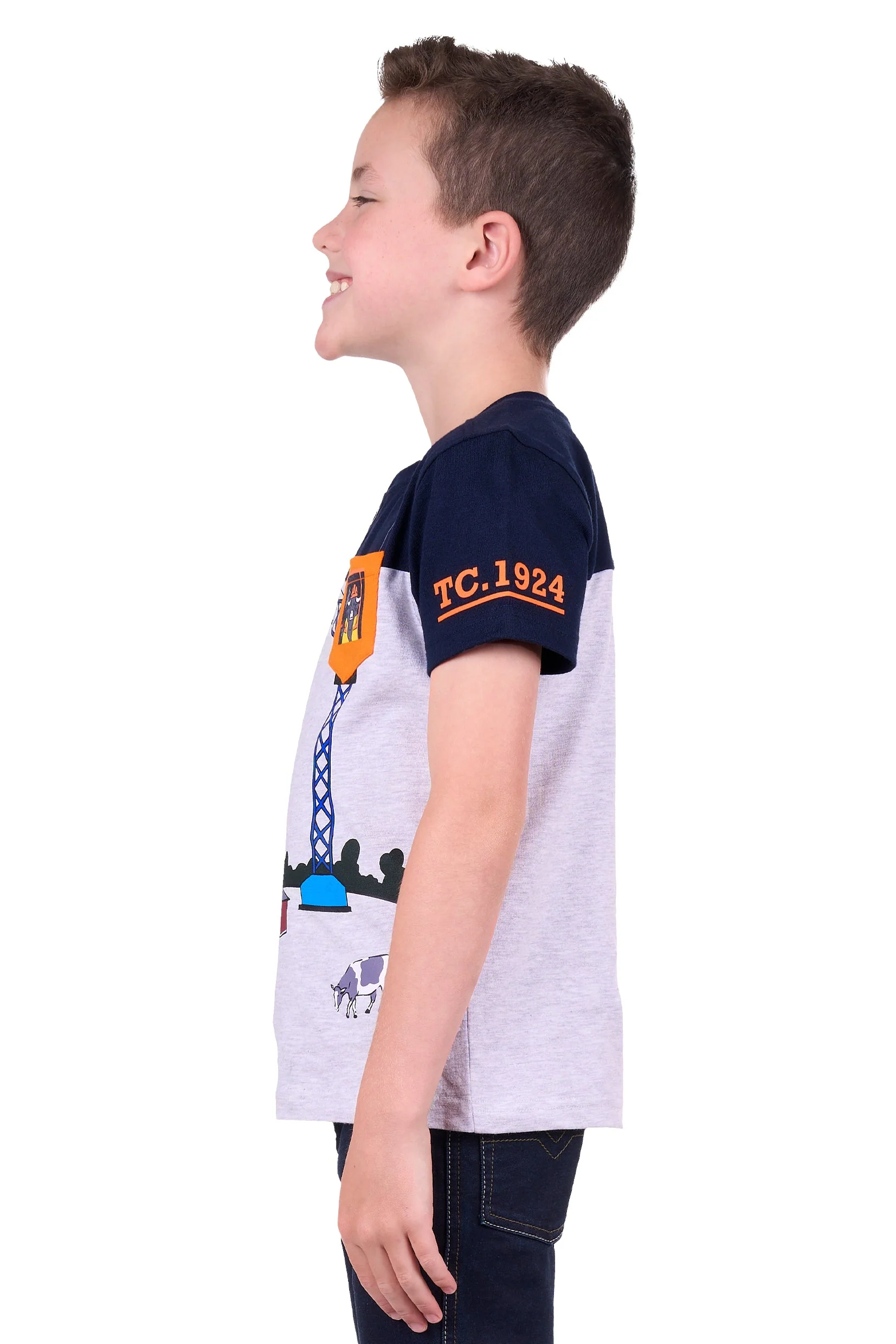 Thomas Cook Boy's Riley 1Pkt Henley Tee Navy/Grey Marle - Image 4