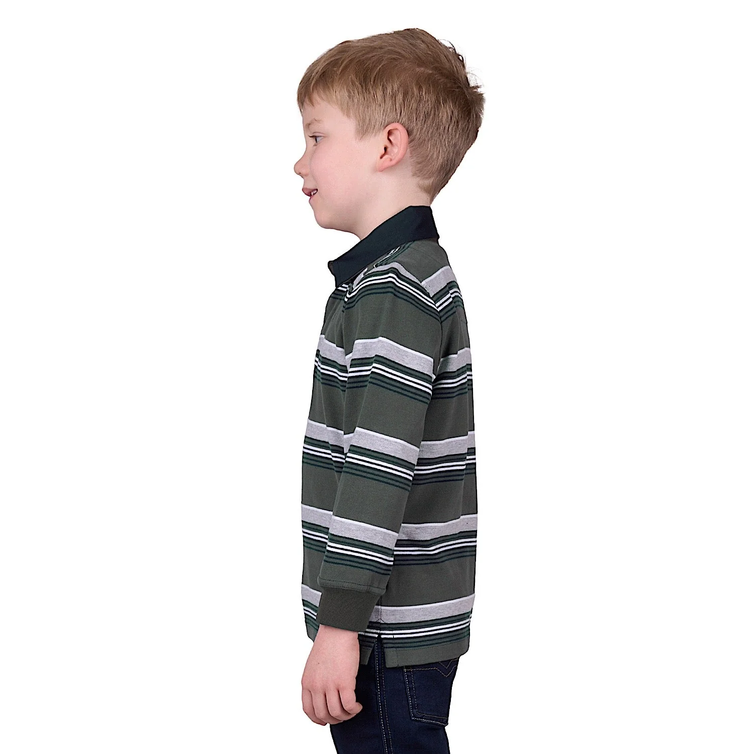 Thomas Cook Boy's Sam Stripe Rugby - Navy/Green - Image 2
