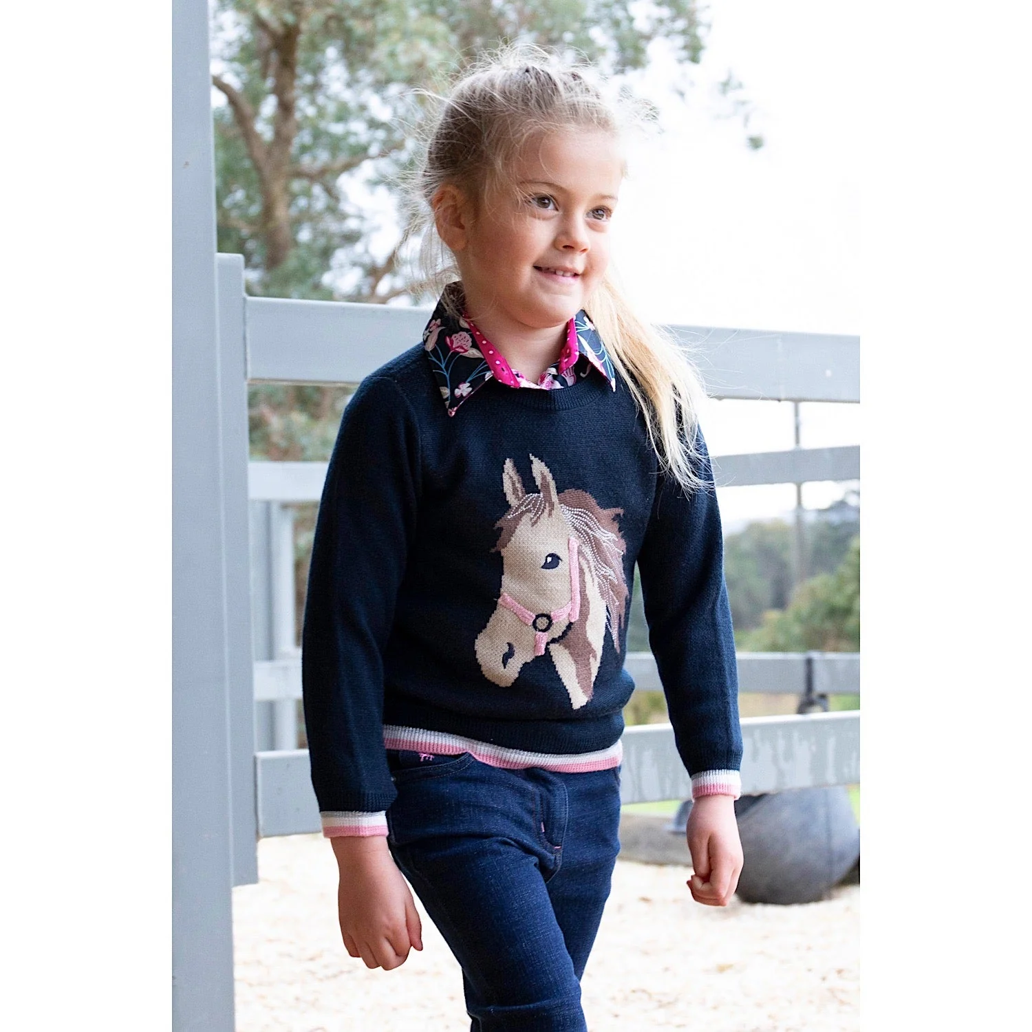 Thomas Cook Girls Cleo Merino Knit Jumper Navy - Image 4