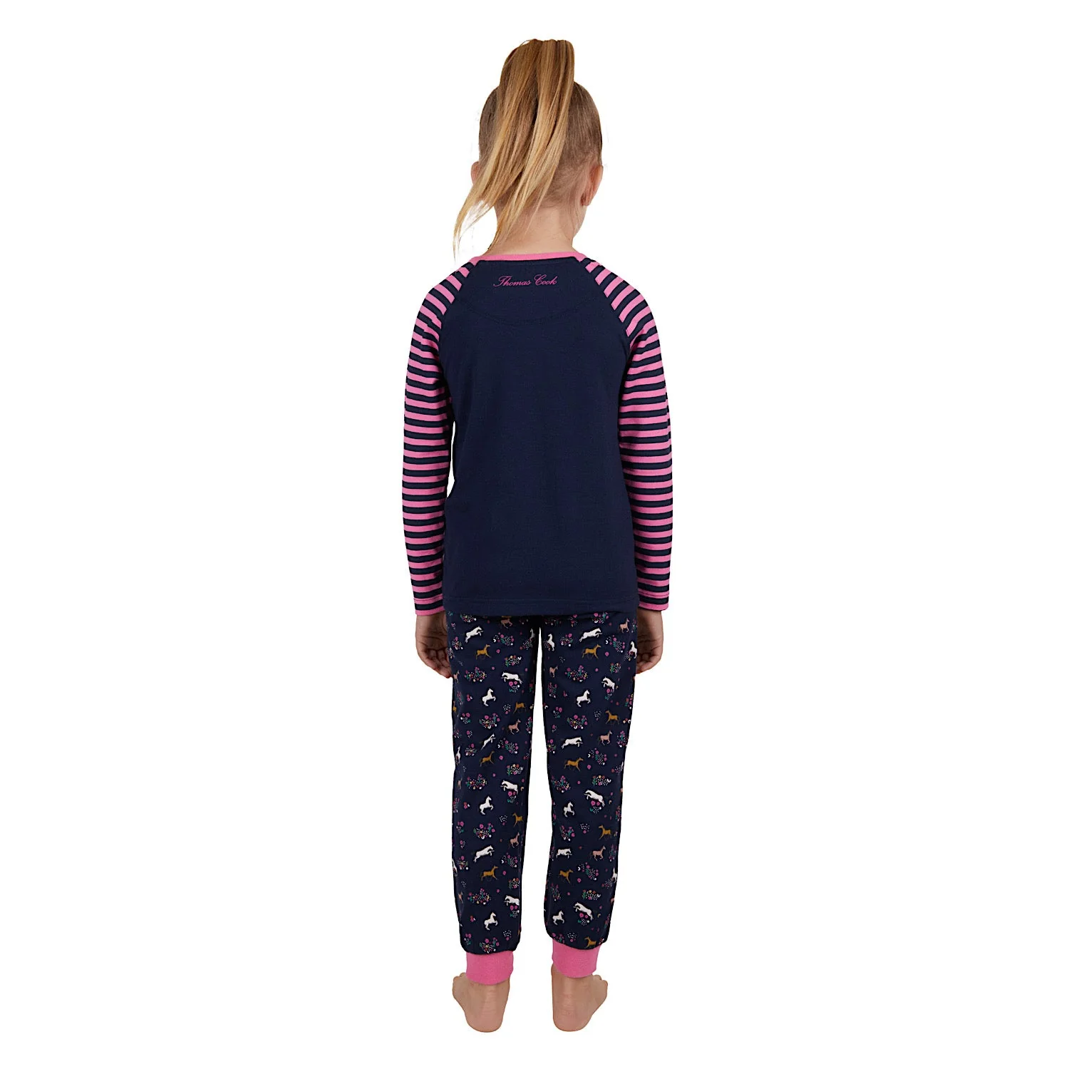 Thomas Cook Girls Long Sleeve Glow-In-The-Dark PJs Navy/Rose - Image 3