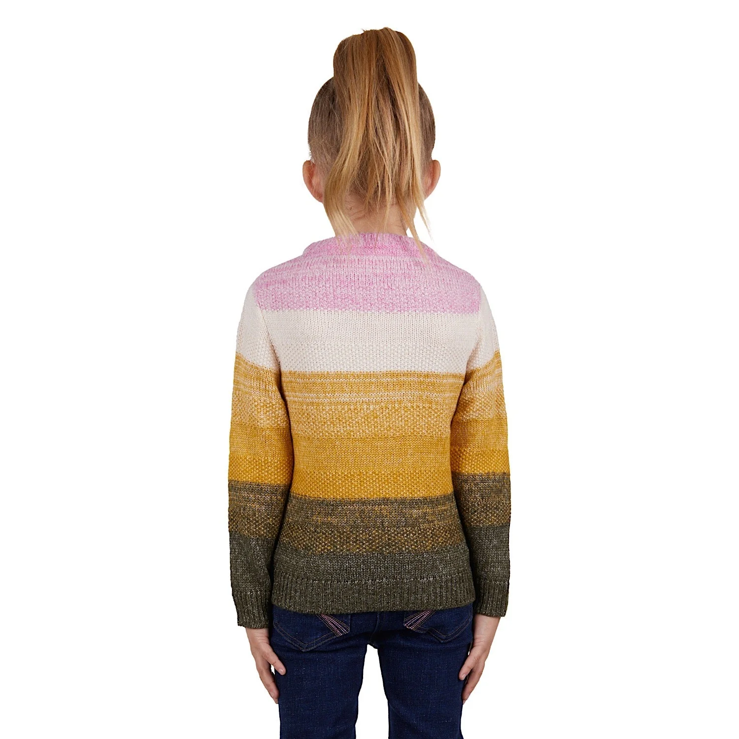 Thomas Cook Girl's Michelle Stripe Knit Jumper - Rose - Image 3