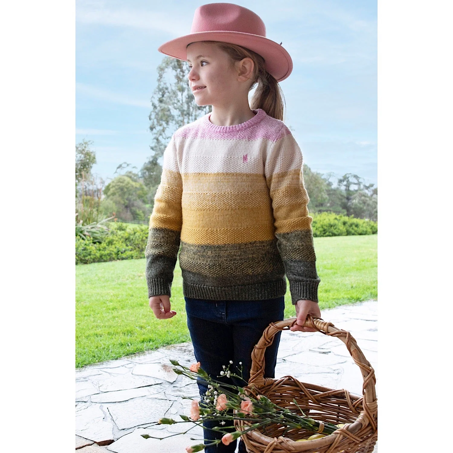 Thomas Cook Girl's Michelle Stripe Knit Jumper - Rose - Image 4