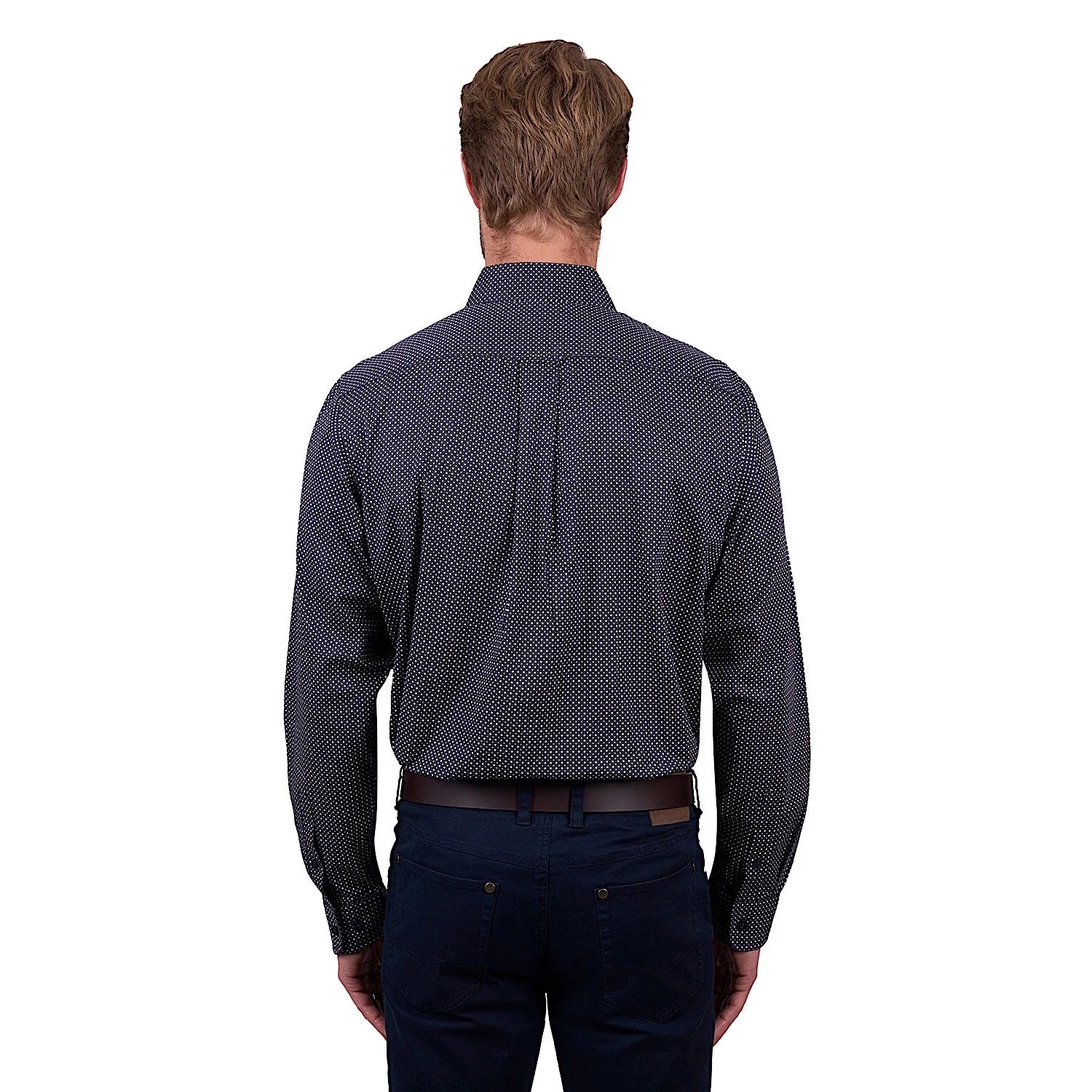 Thomas Cook Men's Arlo Print 2-Pocket Long Sleeve Shirt - Navy/Tan - Image 2