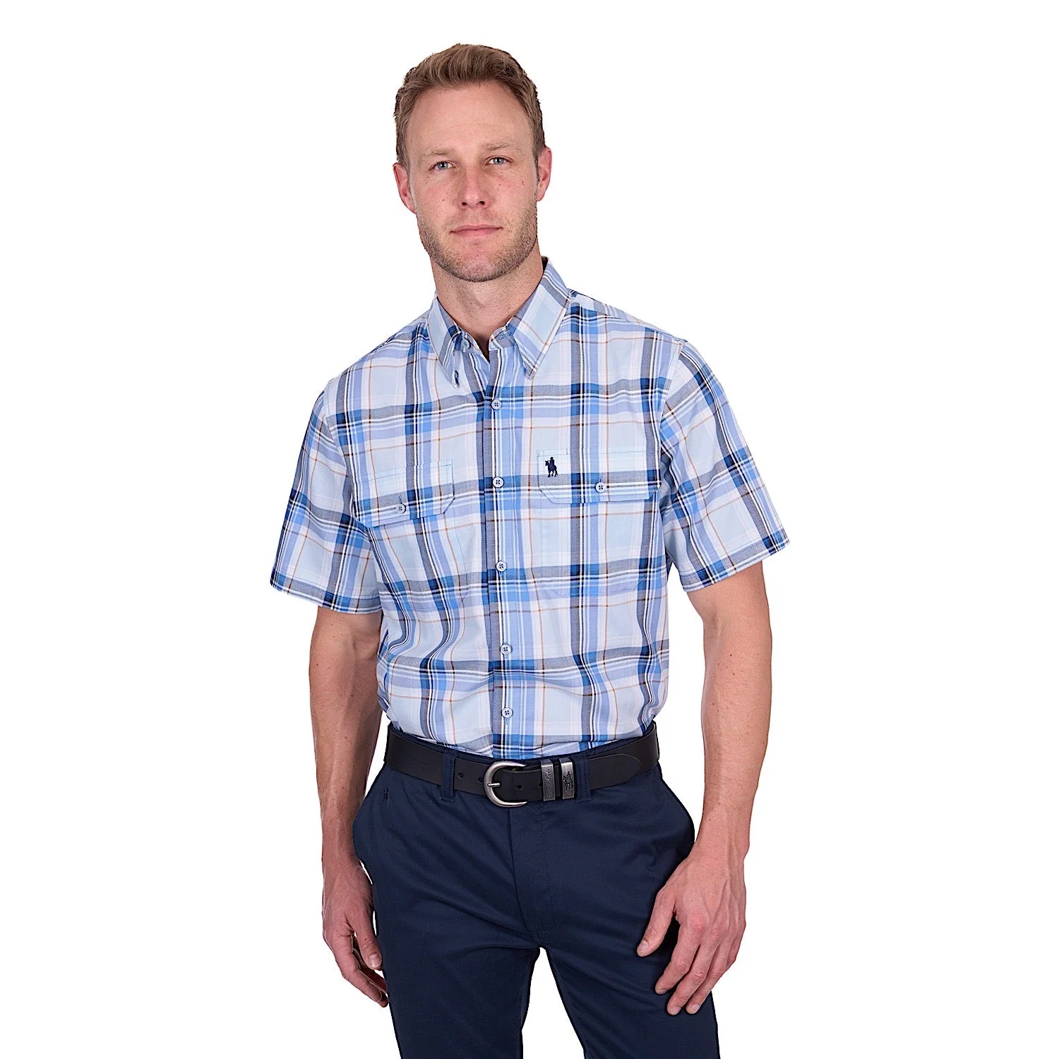 Thomas Cook Men's Brian Short Sleeve Shirt - Blue/Tan
