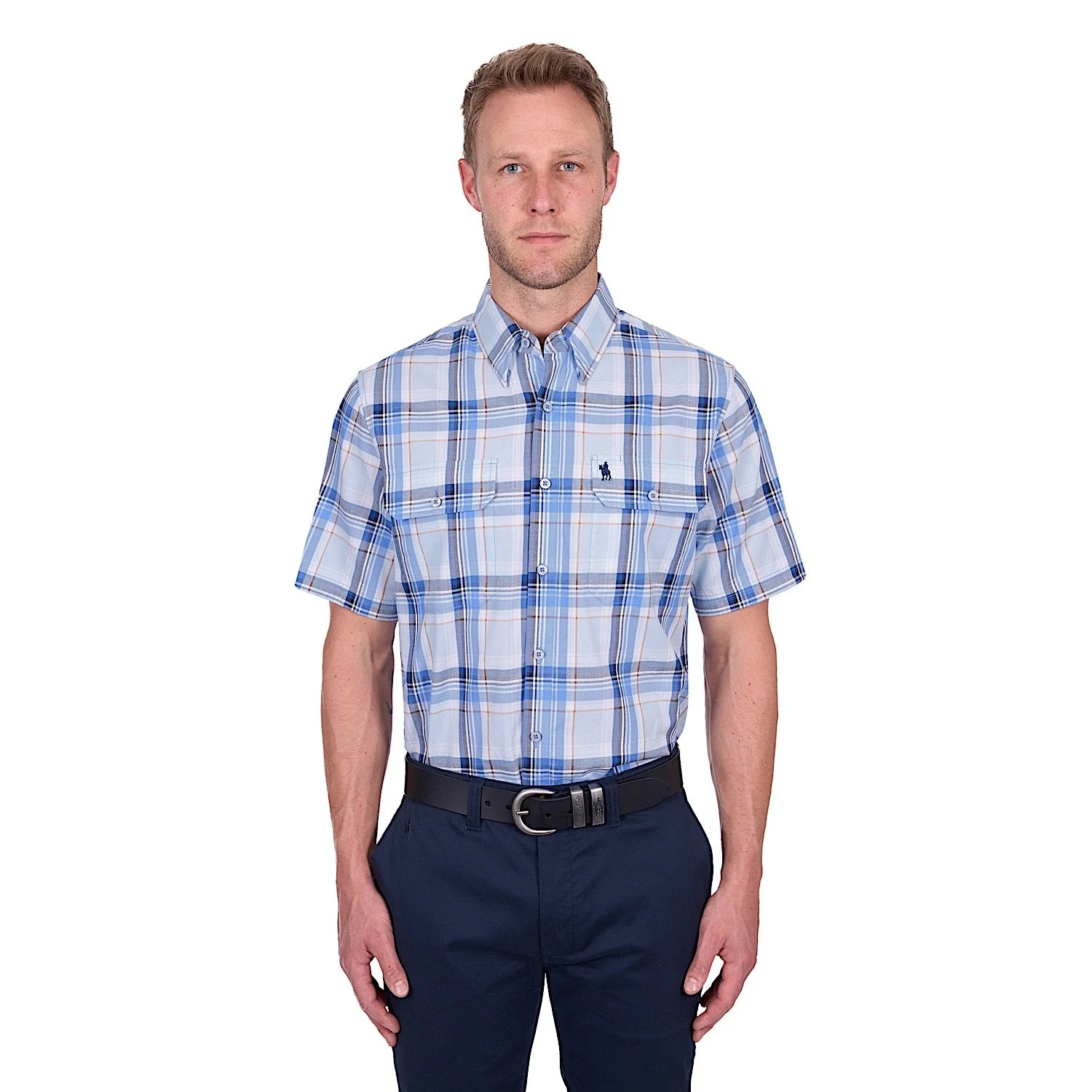 Thomas Cook Men's Brian Short Sleeve Shirt - Blue/Tan - Image 2