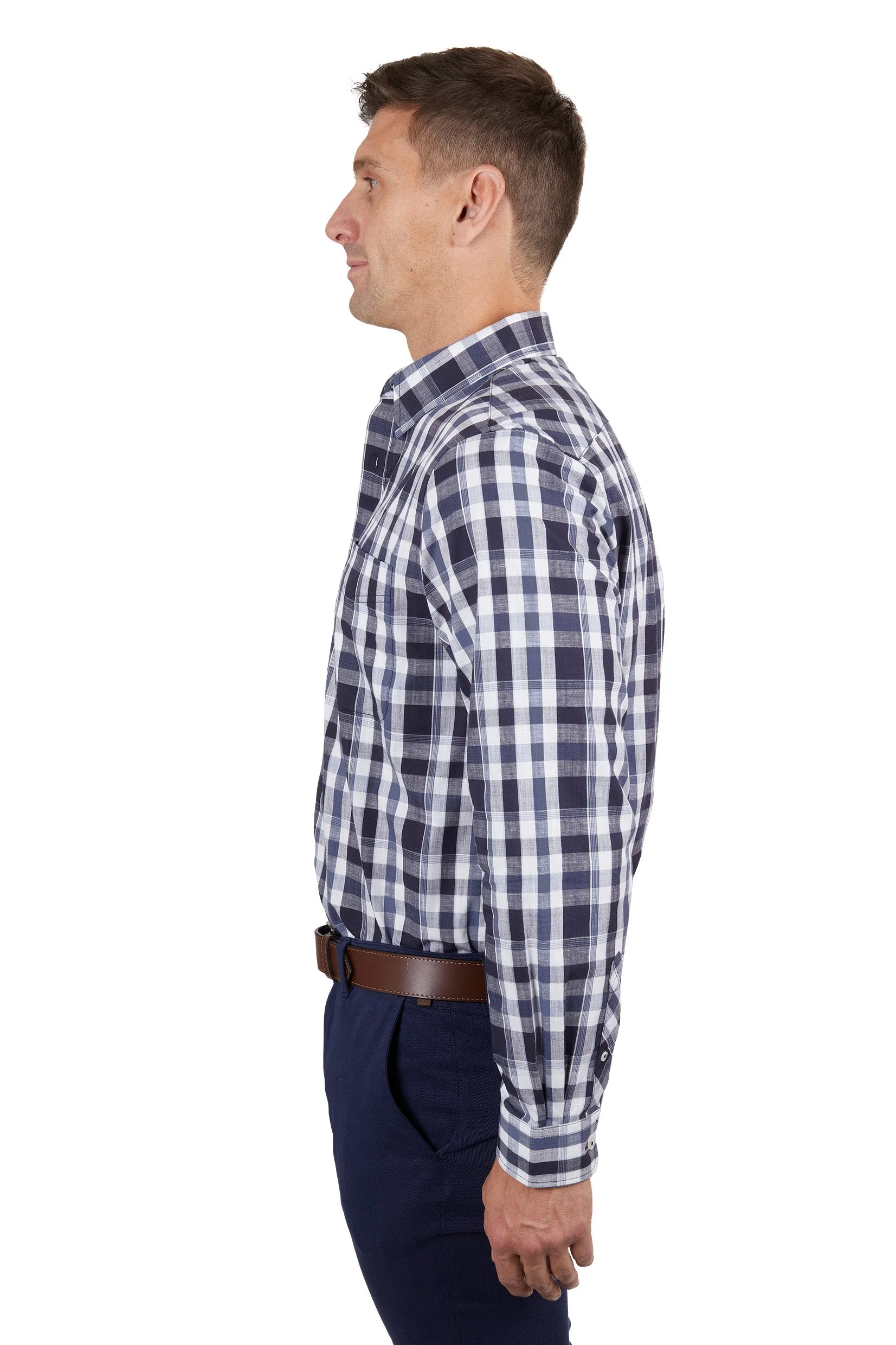 Thomas Cook Men's Cain 1 Pocket Shirt Dark Navy/White - Image 3