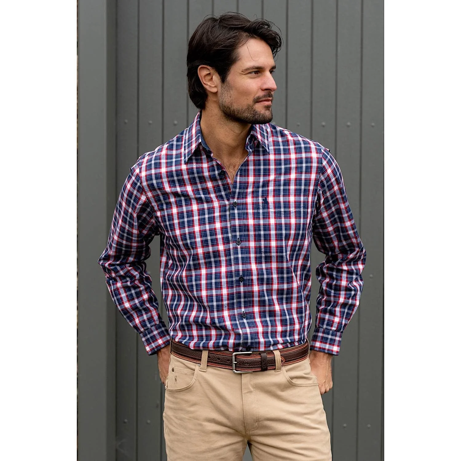 Thomas Cook Men's Colby Check 1-Pocket Shirt - Navy/Red - Image 3