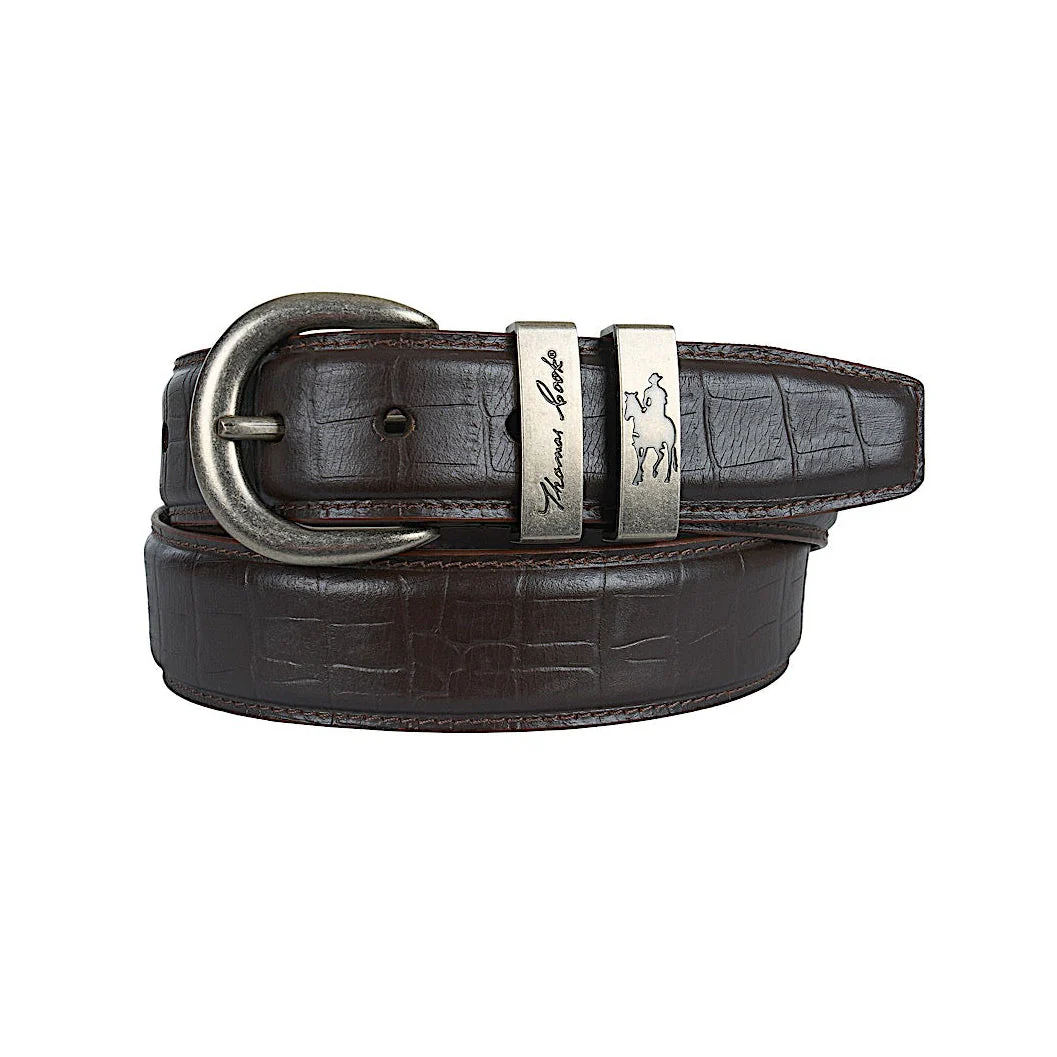 Thomas Cook Men's CrocPrint Twin Keeper Belt - Chocolate