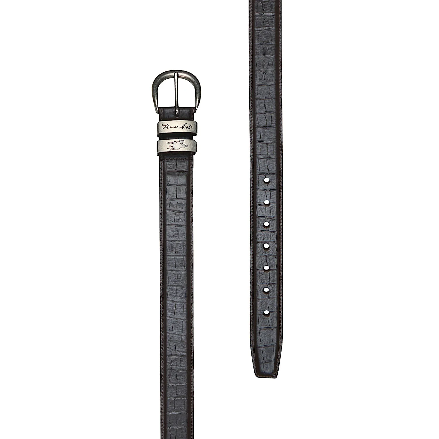 Thomas Cook Men's CrocPrint Twin Keeper Belt - Chocolate - Image 2