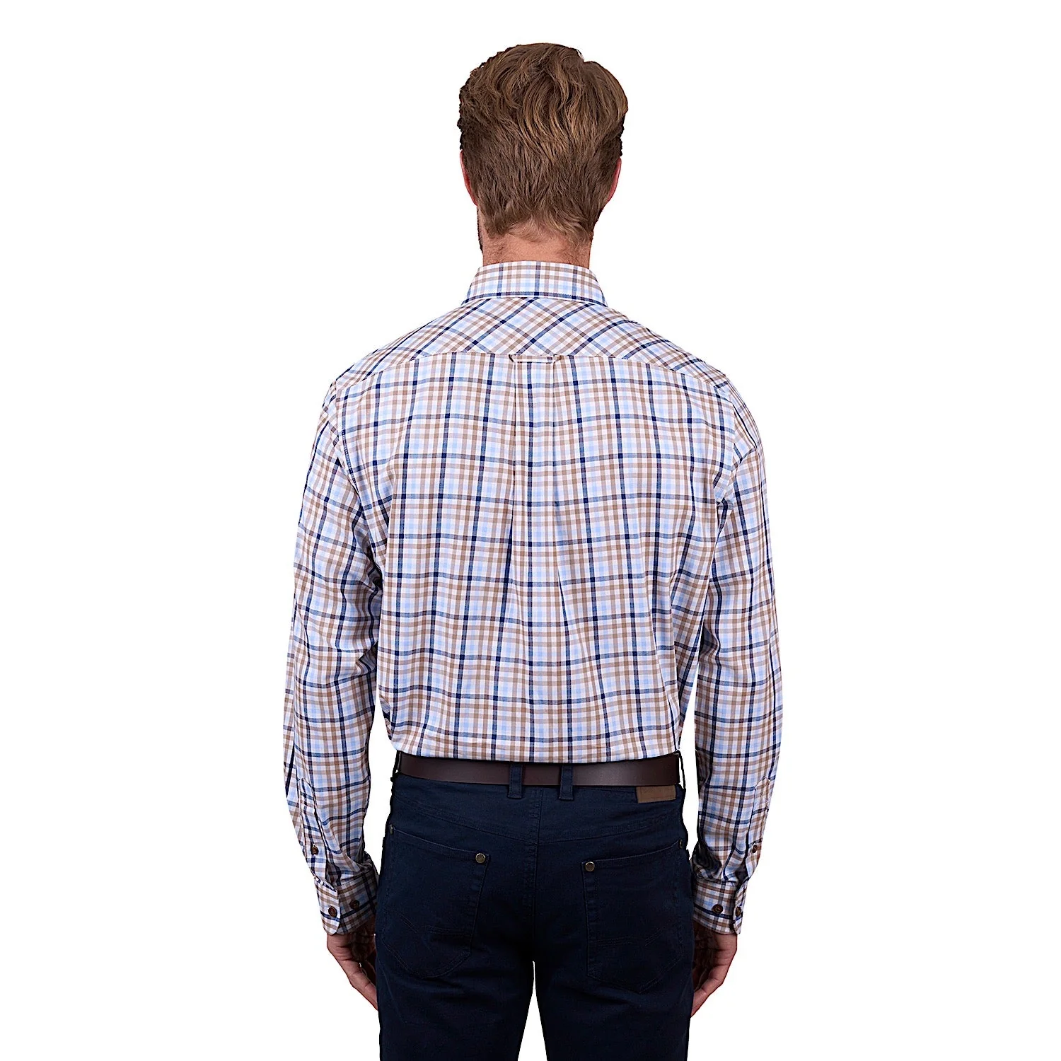 Thomas Cook Men's Jase Check 2-Pocket Long Sleeve Shirt - Navy/Tan - Image 3