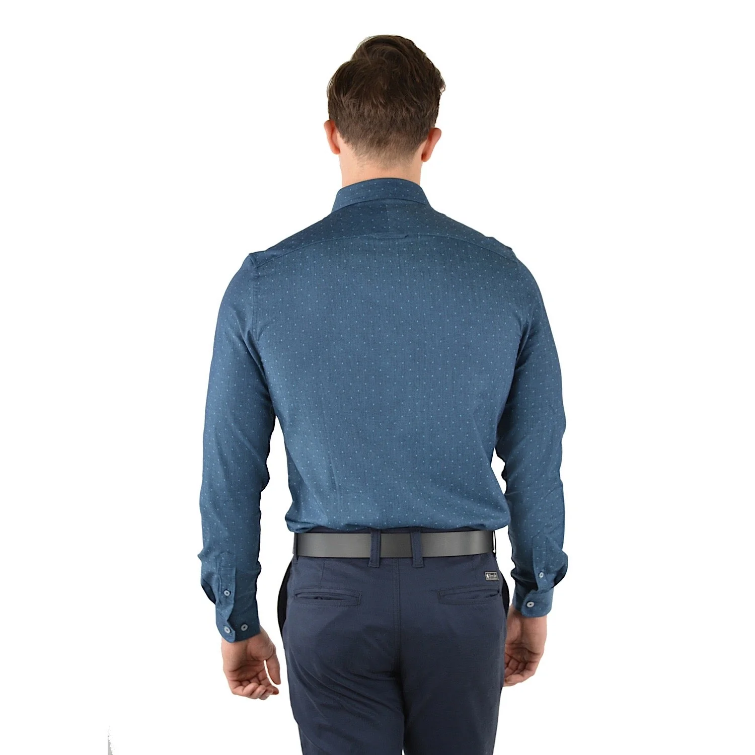 Thomas Cook Mens Jude Tailored Long Sleeve Shirt Denim - Image 3