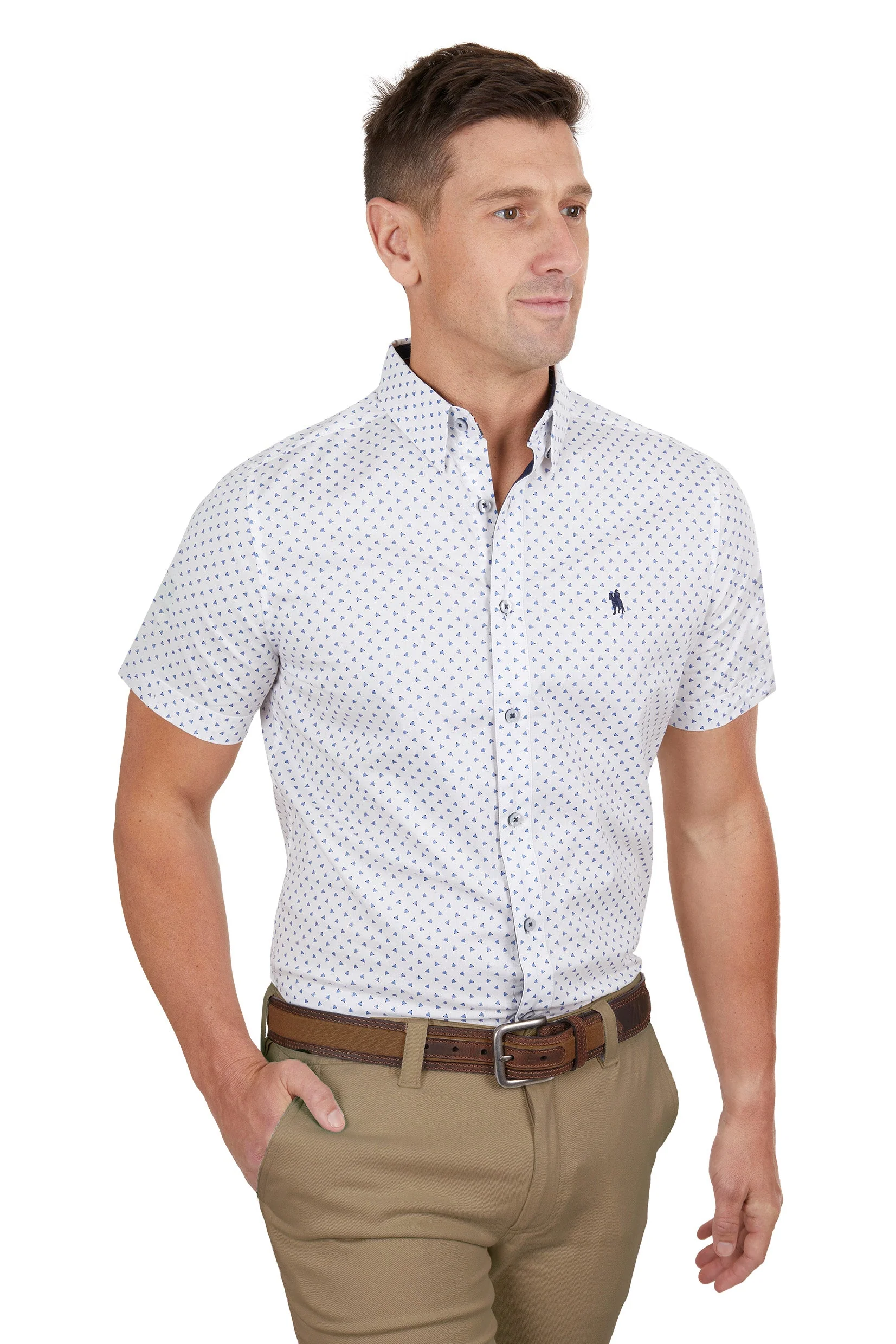 Thomas Cook Men's Jude Tailored Short Sleeve Shirt White/Royal