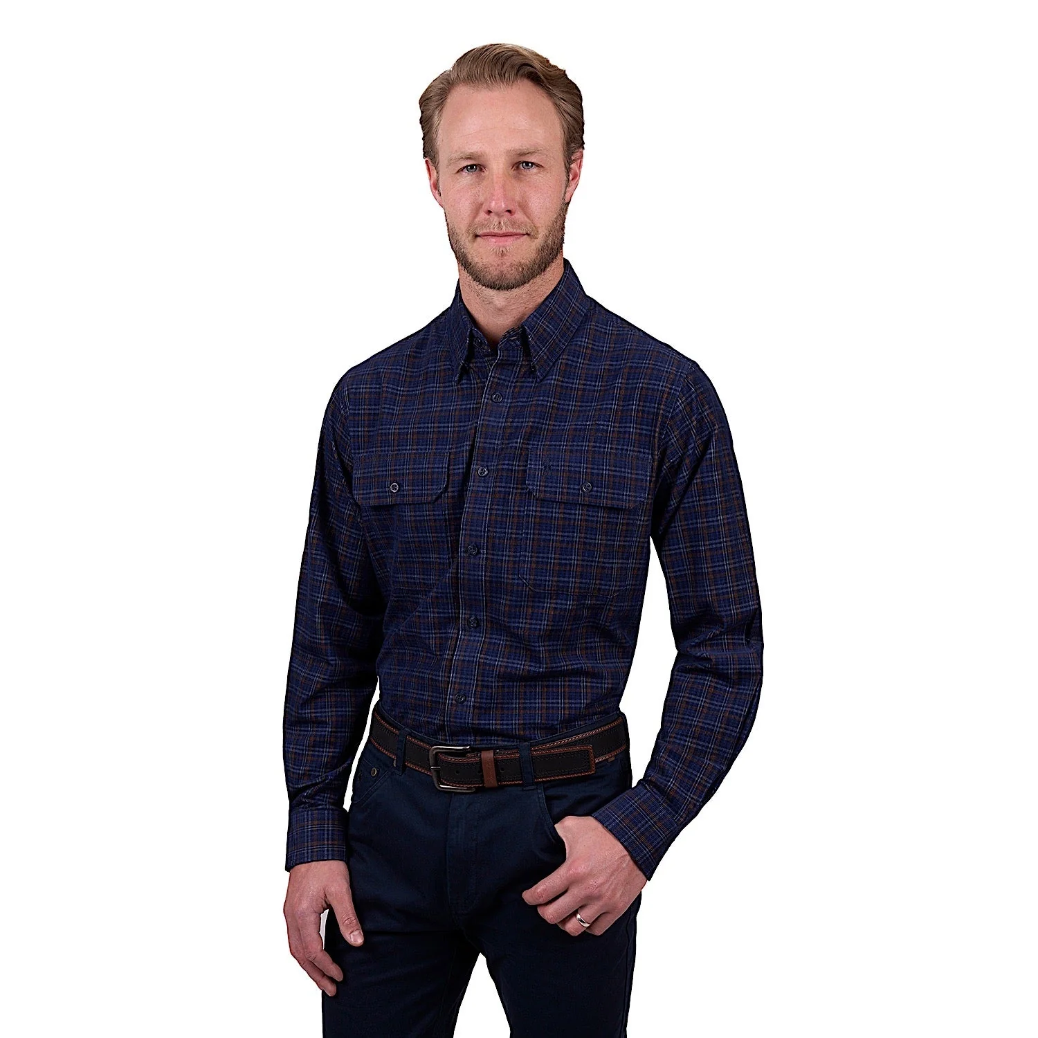 Thomas Cook Men's Max Thermal Check Shirt - Navy/Tan