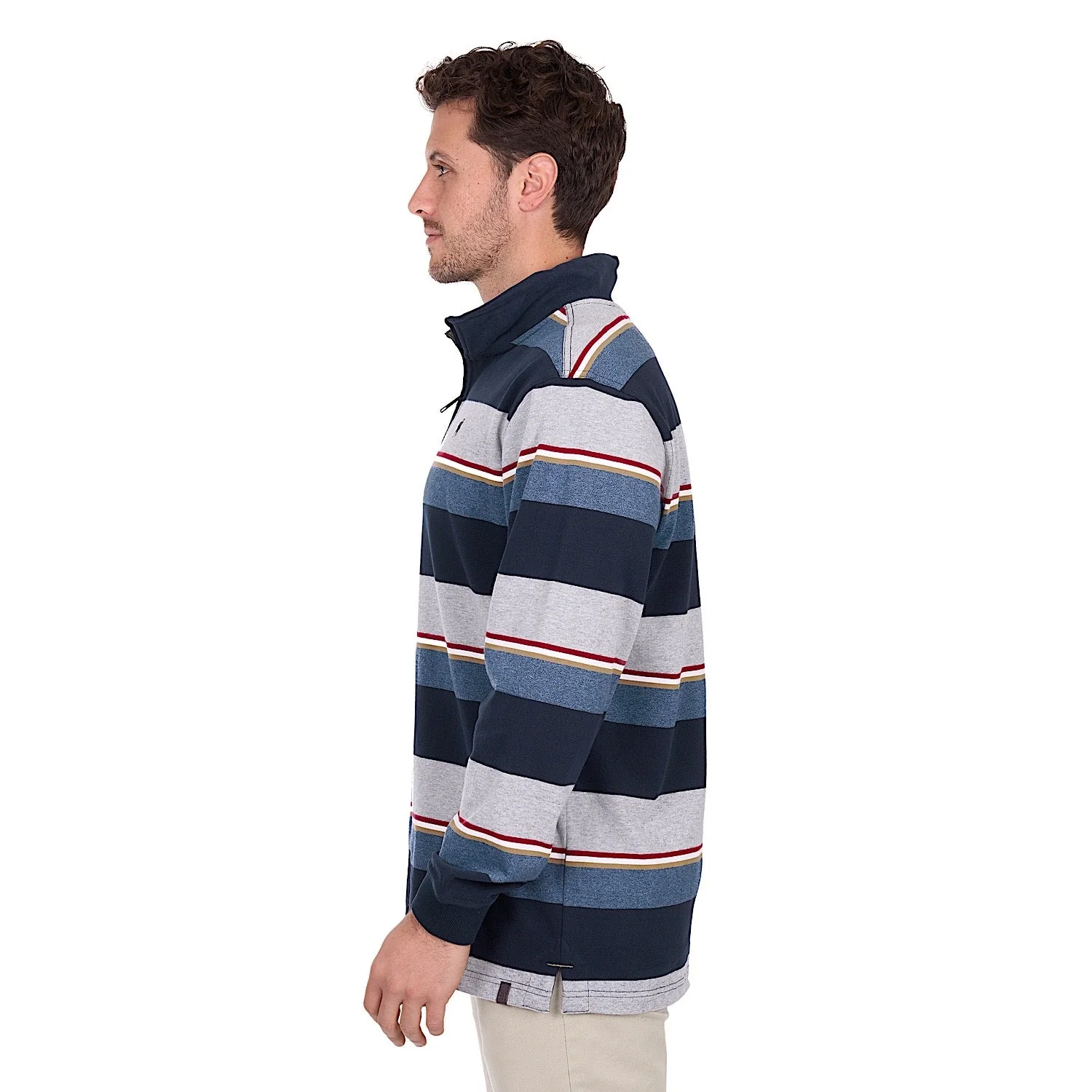 Thomas Cook Men's Nathan 1/4 Zip Rugby - Navy / Grey Marle - Image 2
