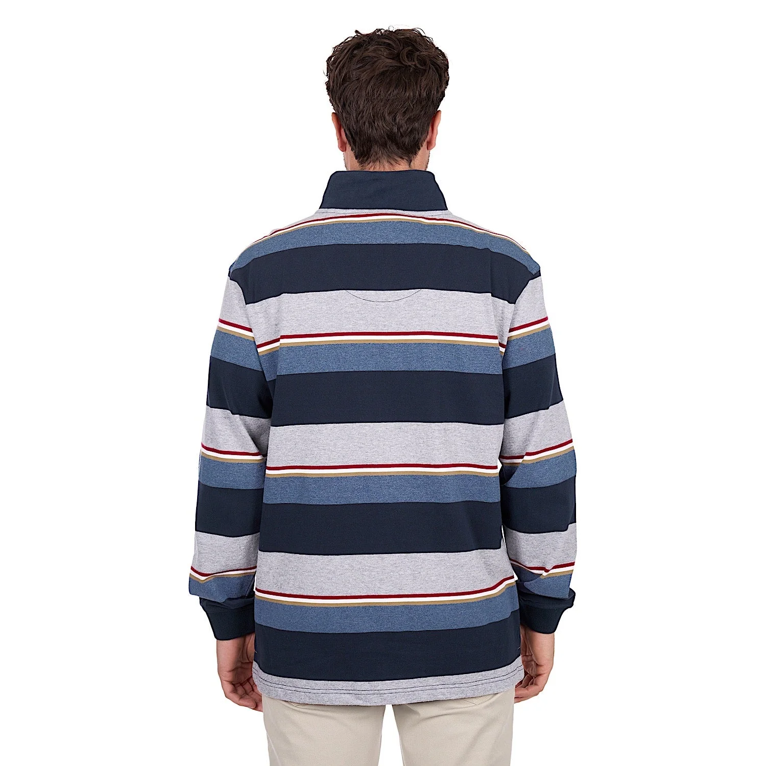 Thomas Cook Men's Nathan 1/4 Zip Rugby - Navy / Grey Marle - Image 3