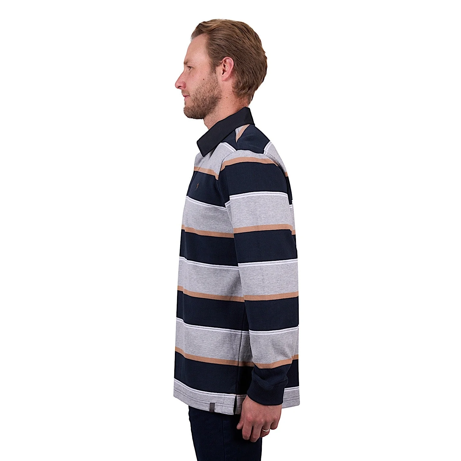 Thomas Cook Men's Ollie Stripe Rugby - Navy/Grey Marle - Image 3