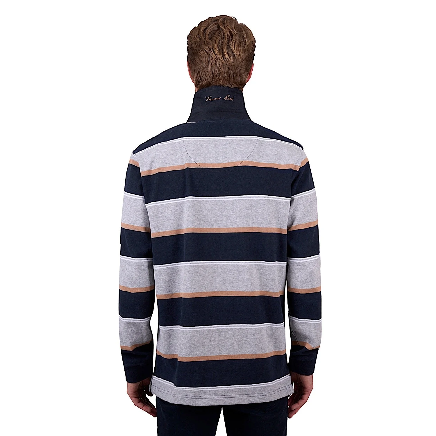 Thomas Cook Men's Ollie Stripe Rugby - Navy/Grey Marle - Image 4