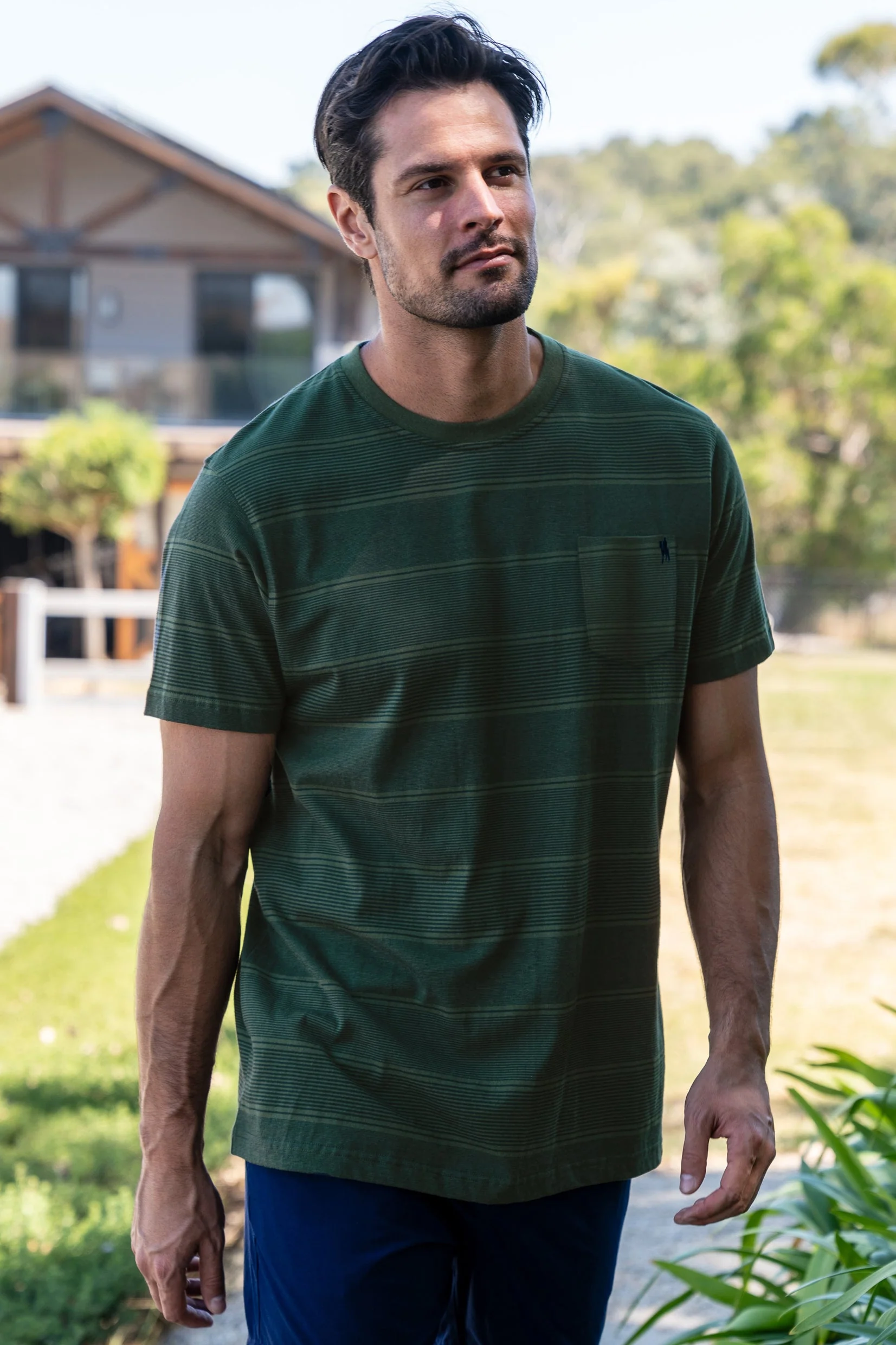 Thomas Cook Men's Simon 1 Pocket Tee Navy/Dark Green - Image 2