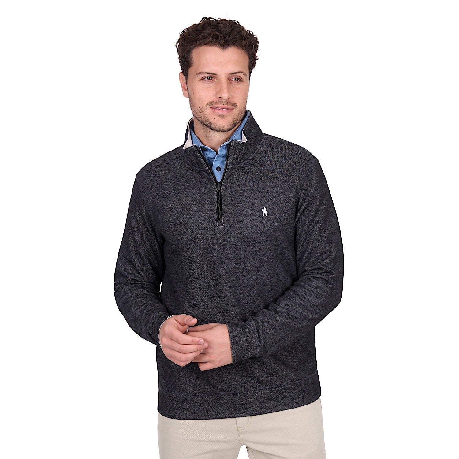 Thomas Cook Men's Vic Reversible 1/4 Zip Jumper - Black / Oat Marle