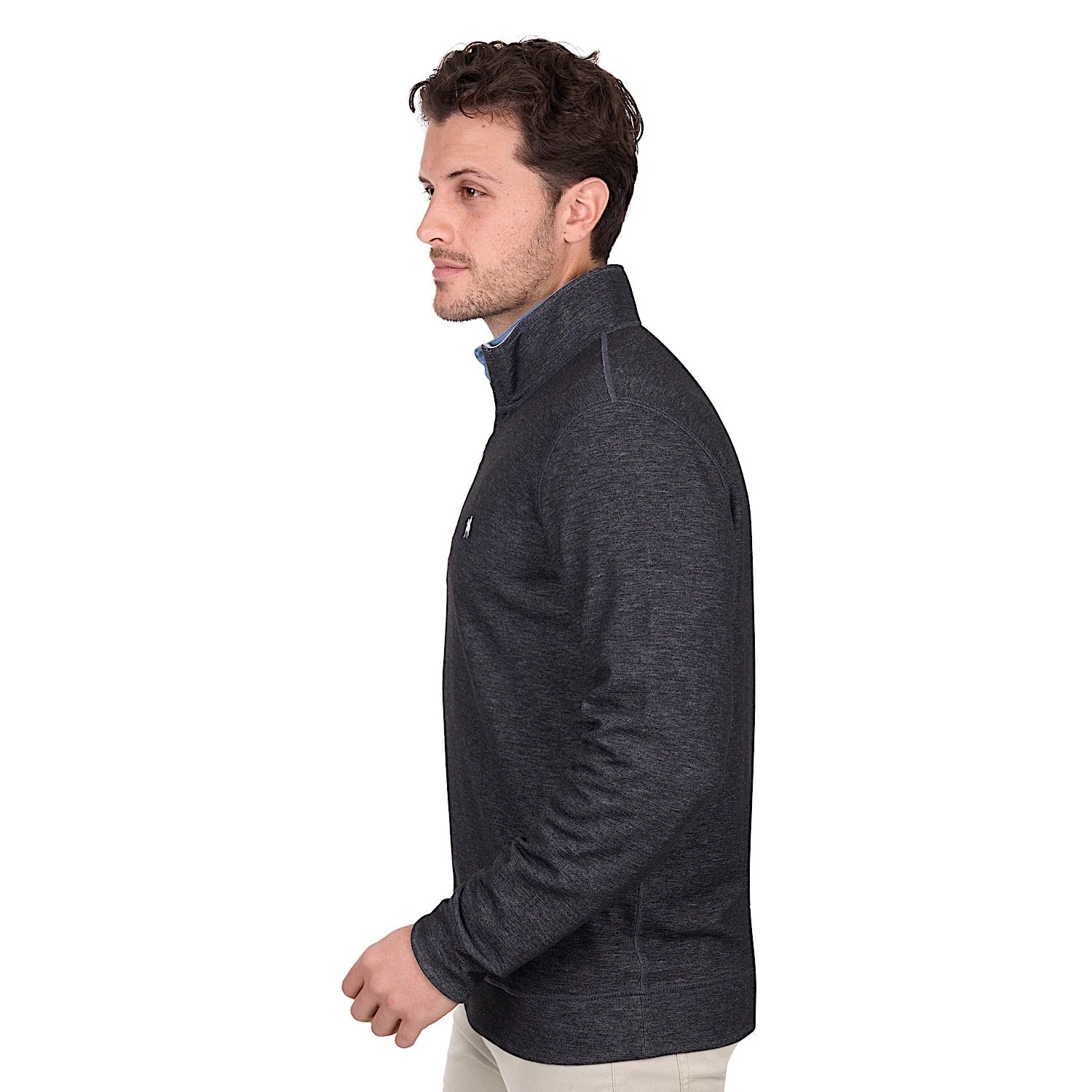 Thomas Cook Men's Vic Reversible 1/4 Zip Jumper - Black / Oat Marle - Image 2