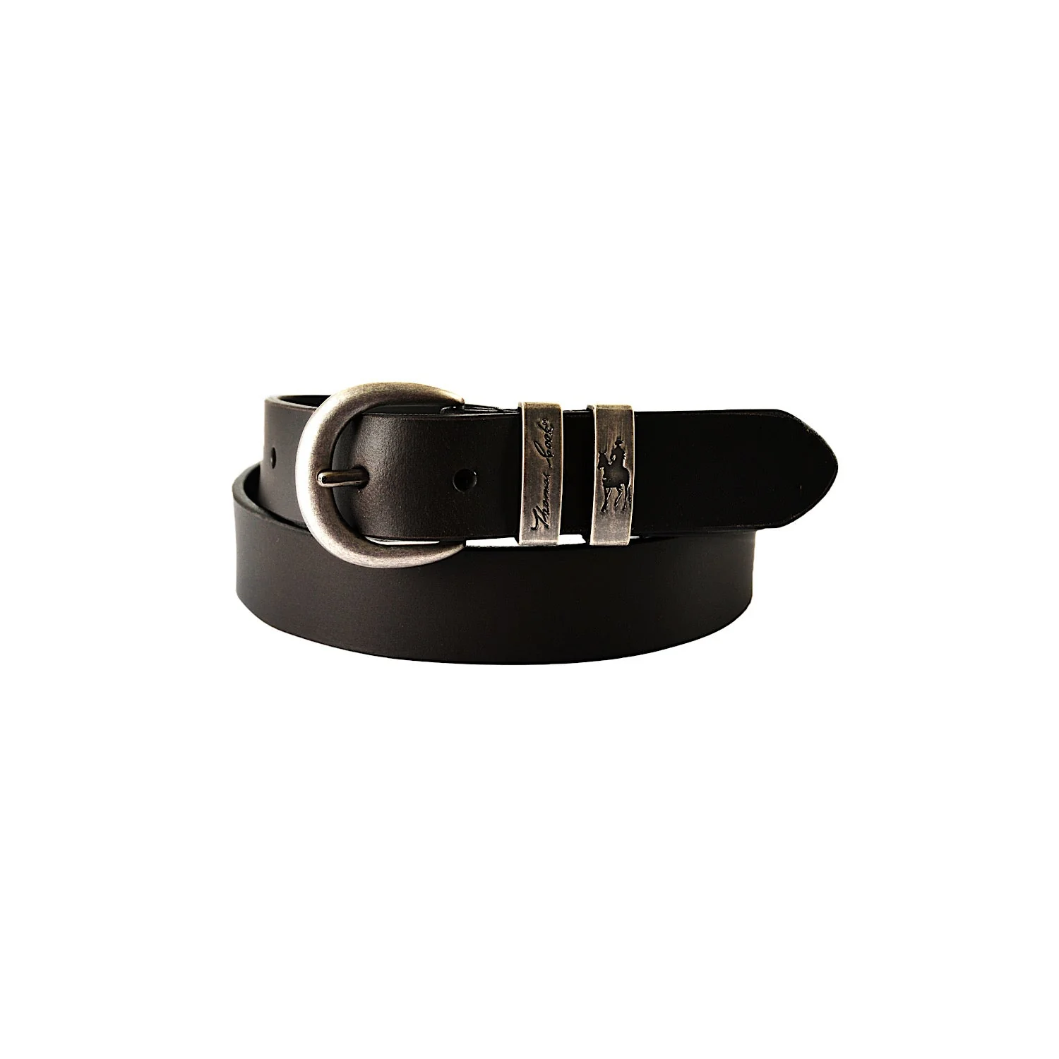 Thomas Cook Narrow Silver Twin Keeper Belt - Black