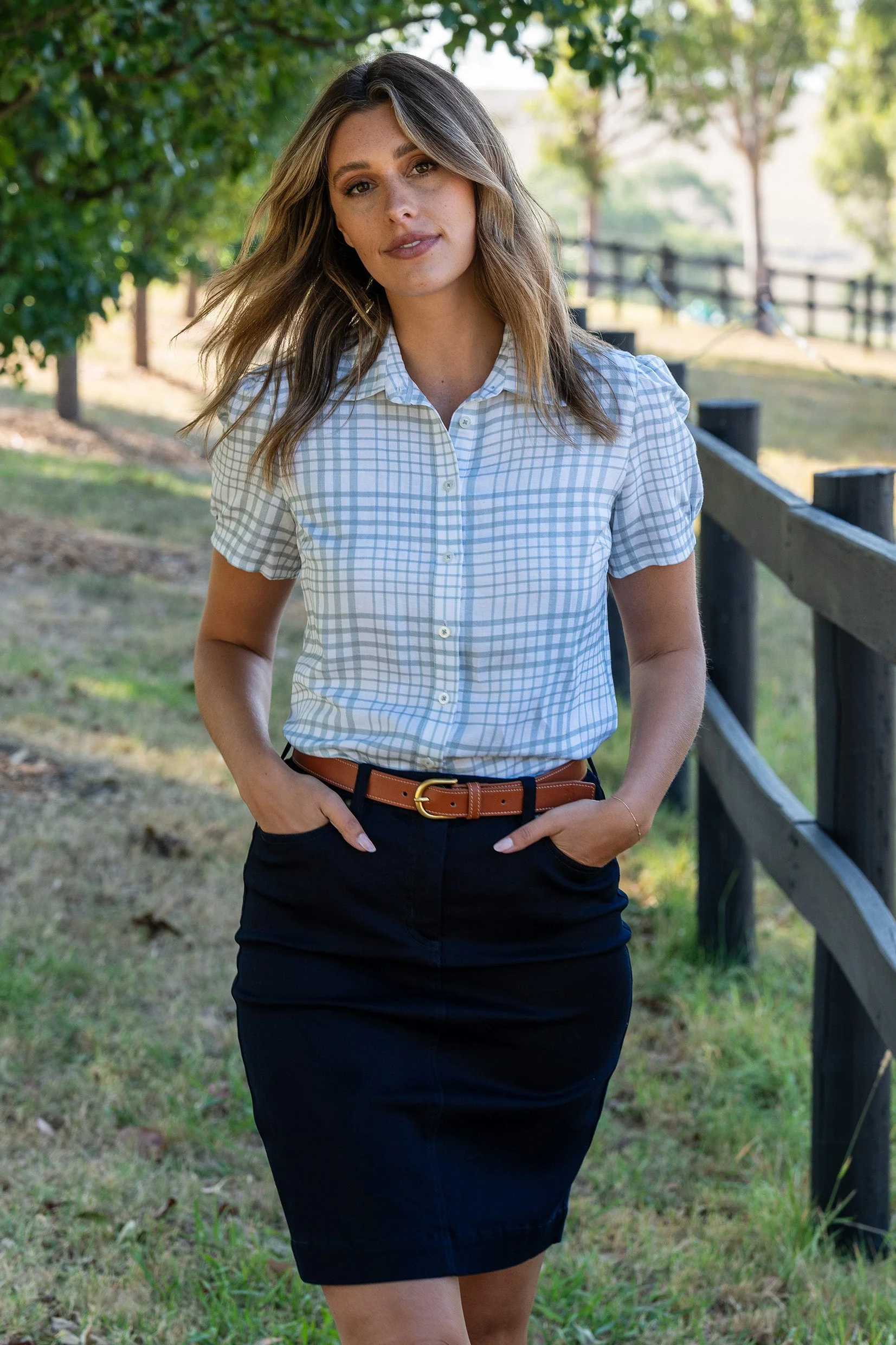 Thomas Cook Women's Blake Linen Short Sleeve Shirt Sage - Image 2