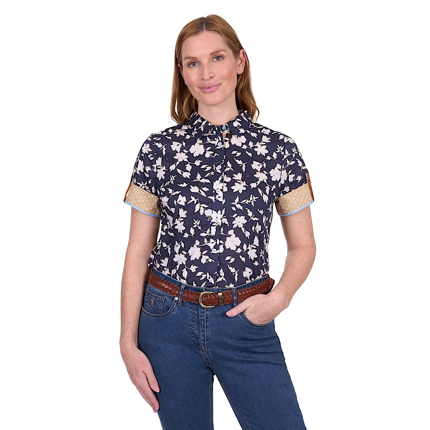 Thomas Cook Women's Celine Short Sleeve Shirt - Navy/Tan