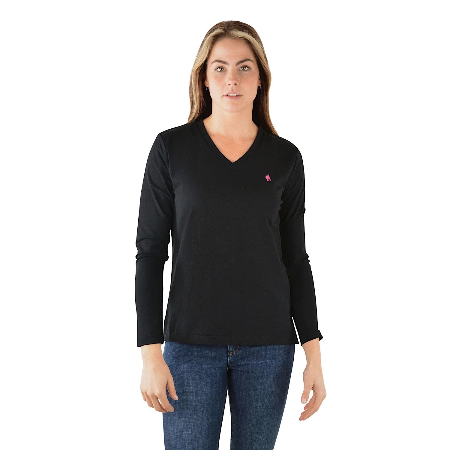 Thomas Cook Women's Classic V Neck Long Sleeve Tee Black