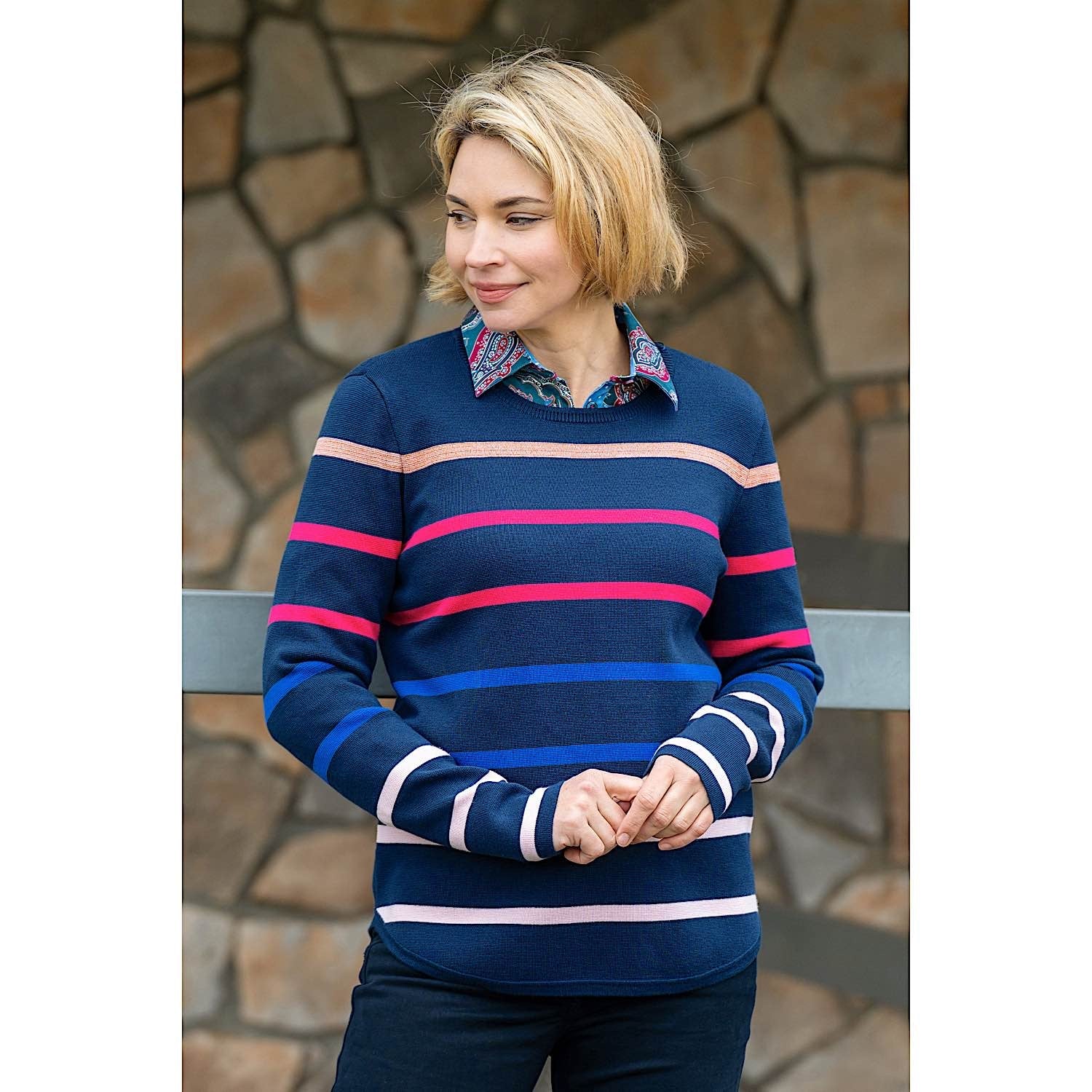 Thomas Cook Women's Evelyn Milano Stripe Knit Jumper - Navy - Image 2