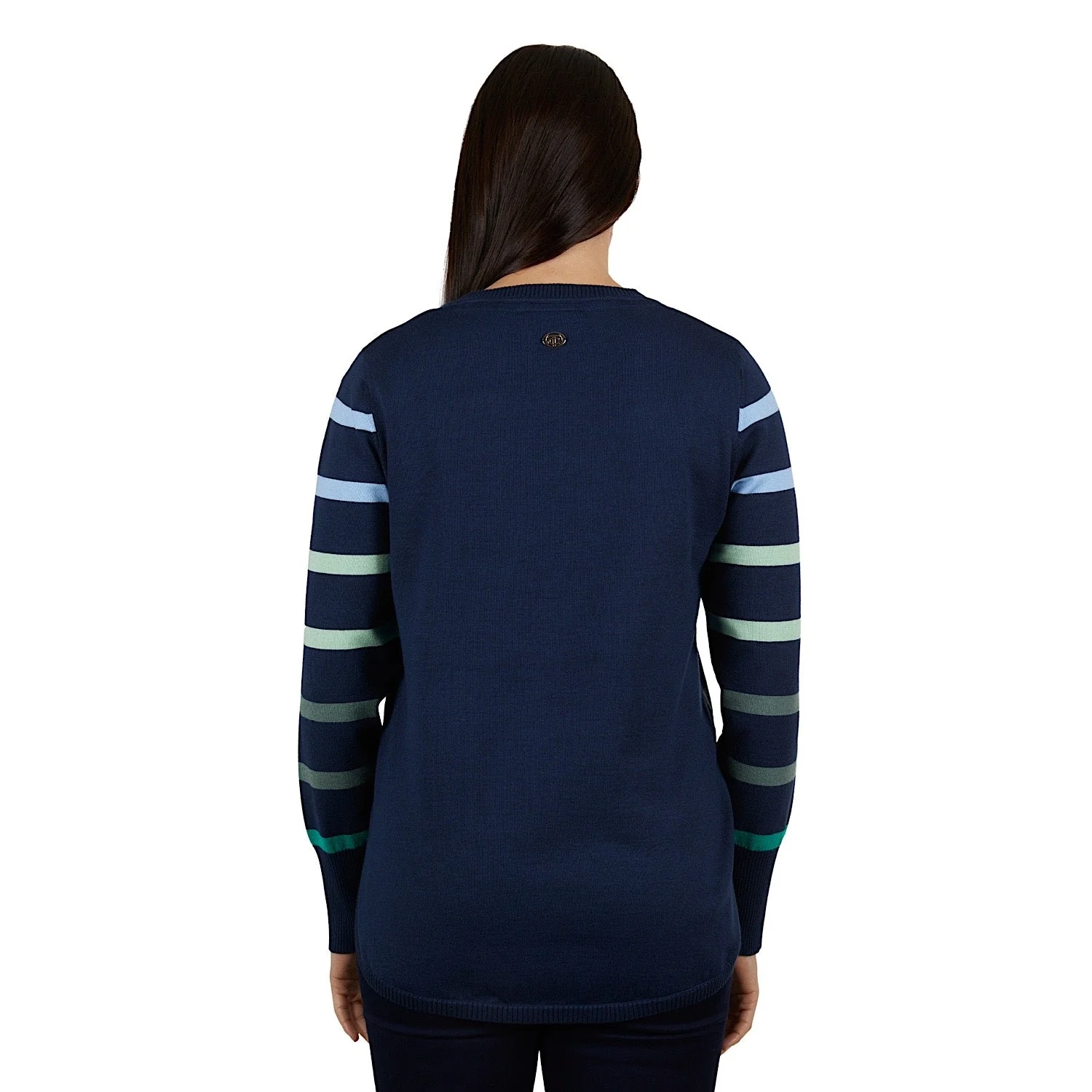 Thomas Cook Women's Indigo Viscose Stripe Knit Jumper - Navy/Green - Image 3