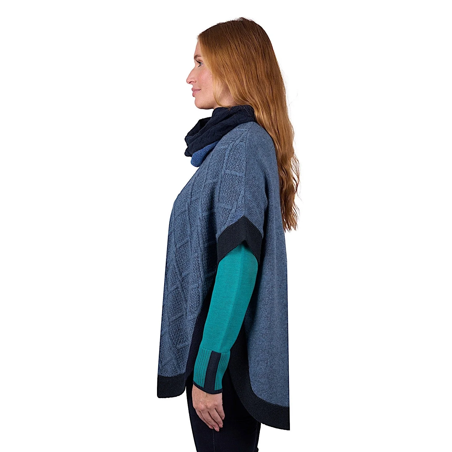 Thomas Cook Women's Isabella Cable Poncho - Blue Marle - Image 2